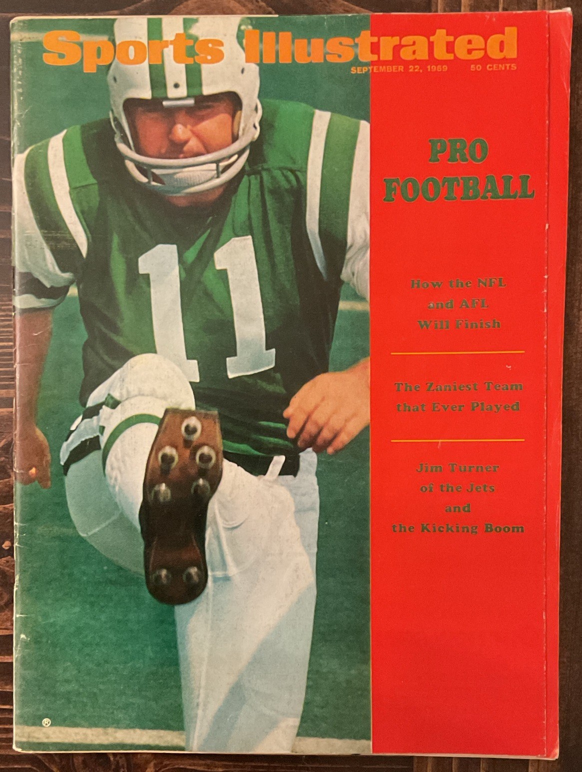 Sports Illustrated Pro Football Sept 22 1969 Jim Turner New York Jets