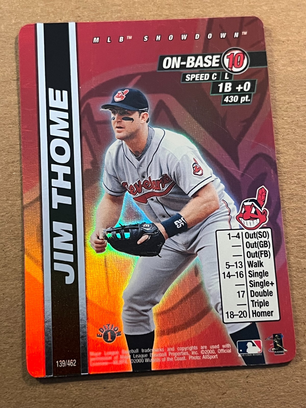 2000 WIZARDS OF THE COAST -MLB SHOWDOWN 1ST EDITION – JIM THOME #10 INDIANS /462