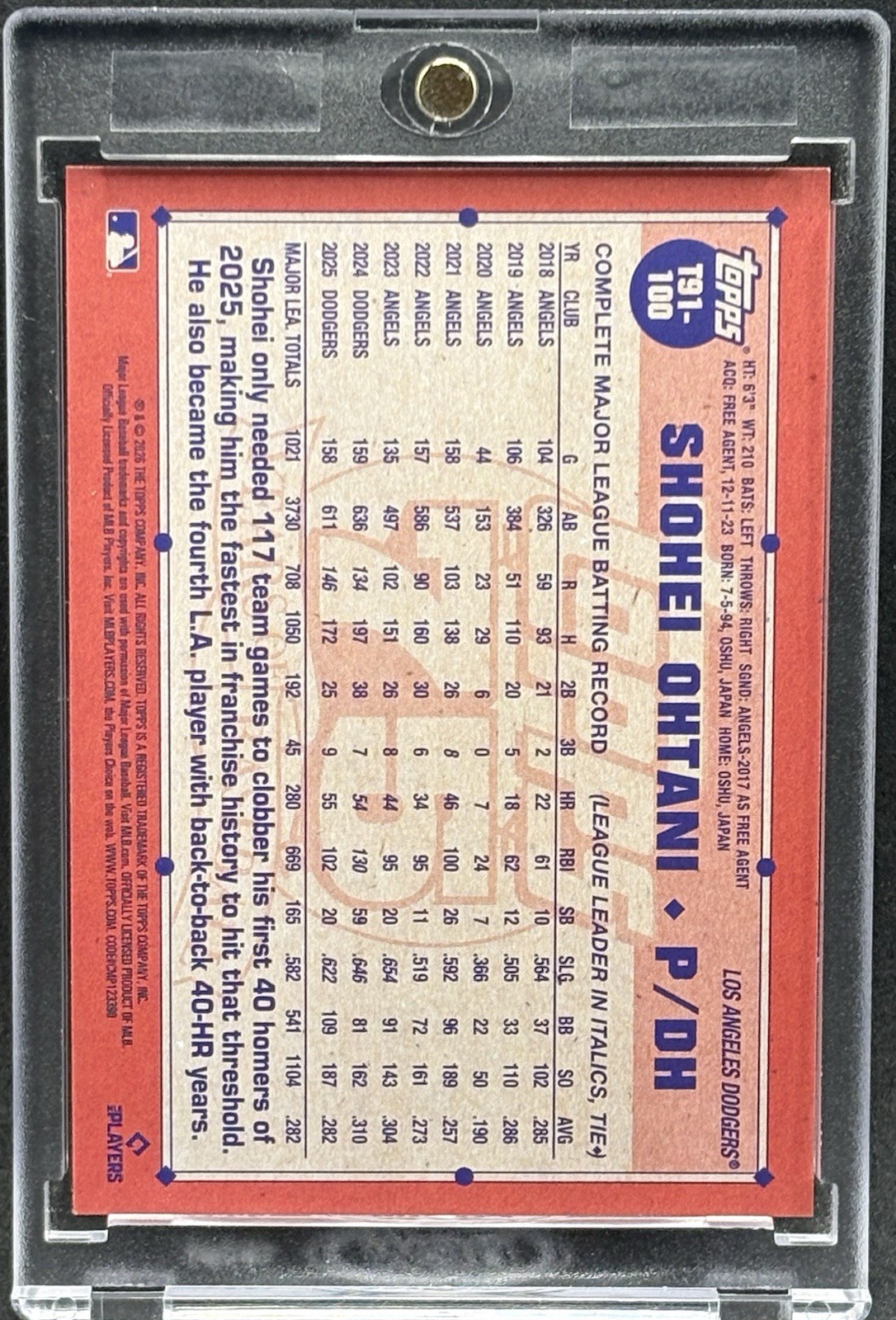 Shohei Ohtani RARE CRACKED ICE REFRACTOR TOPPS INVESTMENT CARD DODGERS MVP MINT
