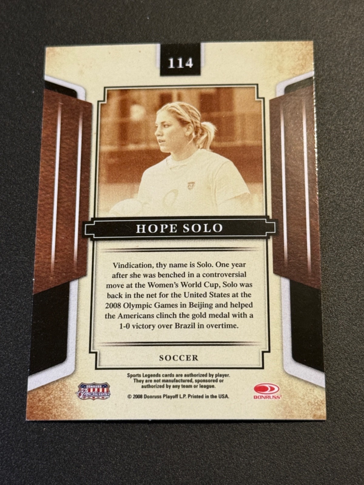 2008 Donruss Americana Sports Legends Hope Solo #114