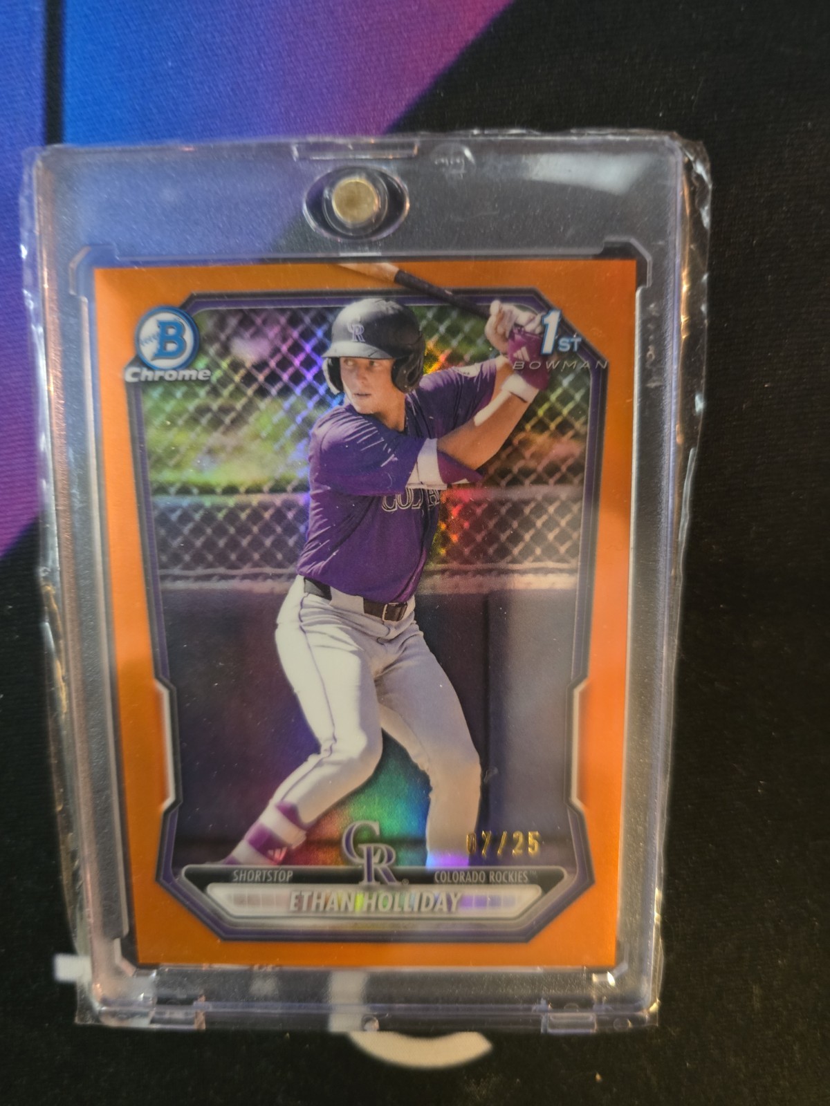 Ethan Holliday 1st 2026 Bowman Chrome Orange Refractor#07/ 25 ROCKIES