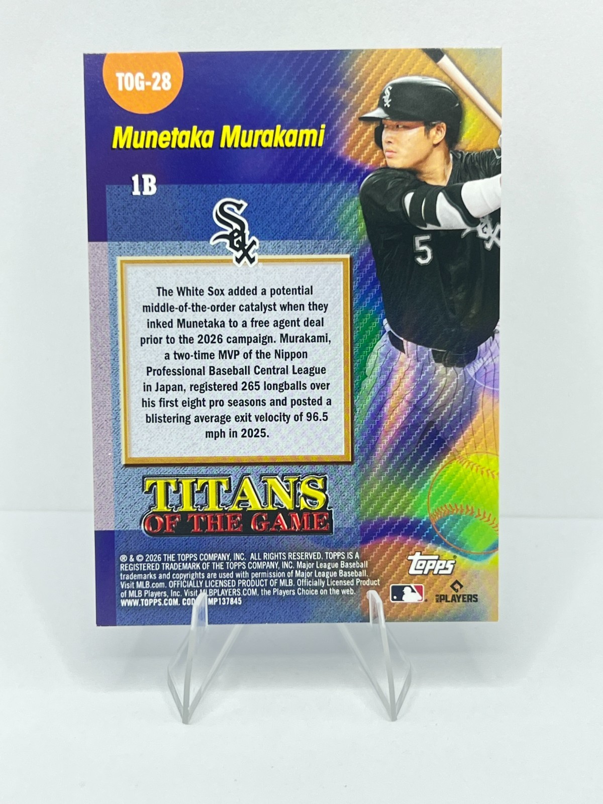 2026 Topps Titans of the Game #TOG28 Munetaka Murakami RC Rainbow Foil White Sox