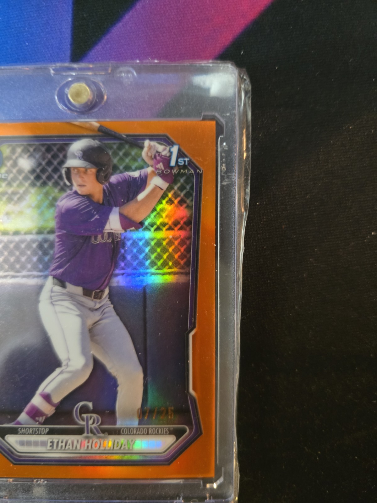 Ethan Holliday 1st 2026 Bowman Chrome Orange Refractor#07/ 25 ROCKIES