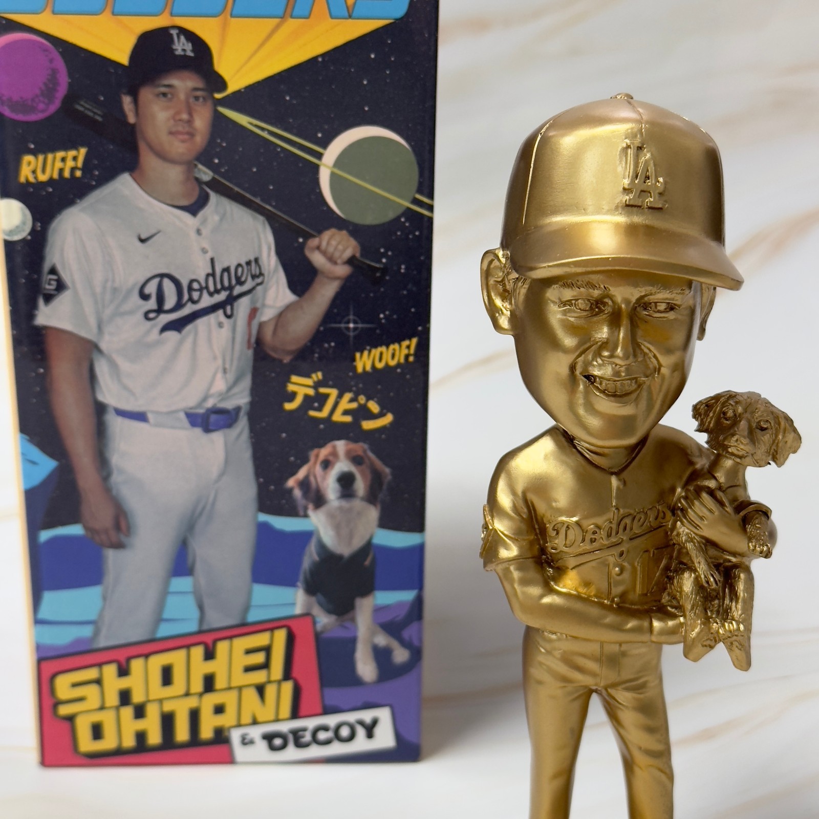 Gold Shohei Ohtani & Decoy Los Angeles Dodgers Edition Bobblehead 8/28/24