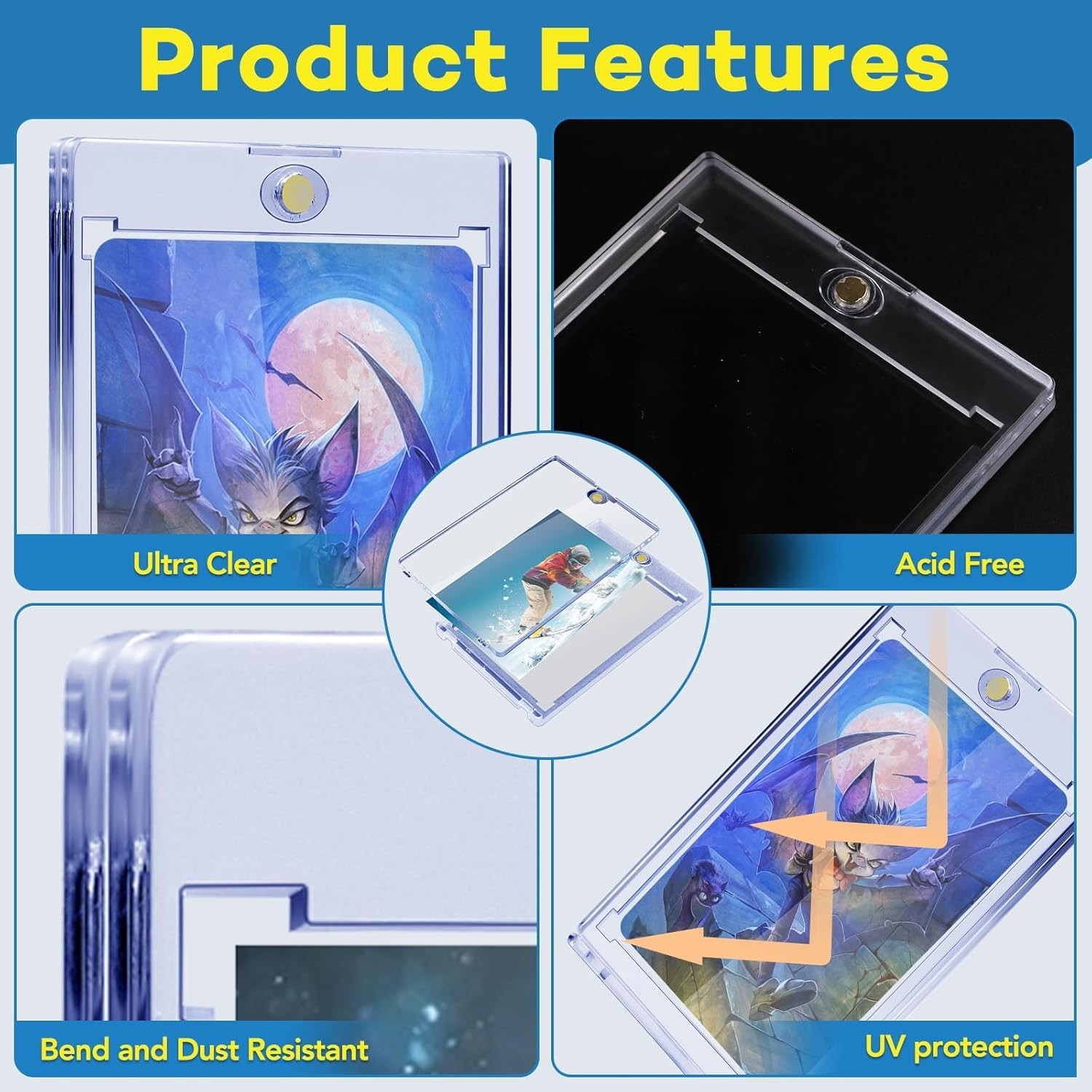 20ct Plastic Card Holders UV Protection Display Cases for Sports Baseball