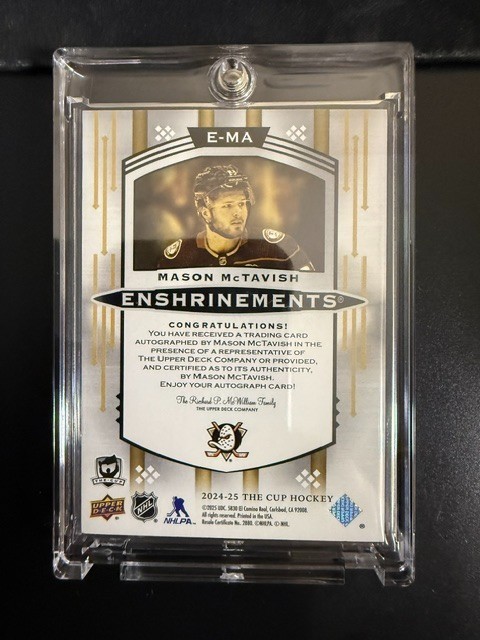 2024-25 Upper Deck The Cup – MASON MCTAVISH – Enshrinements AUTO – #ed 98/99
