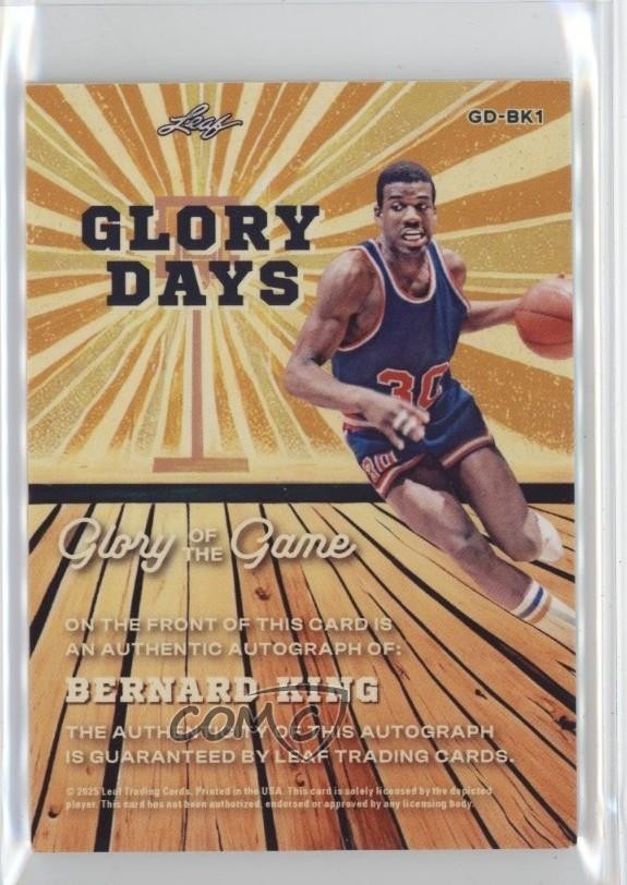 2025 Leaf Glory of the Game Days Holo Silver 30/40 Bernard King Auto HOF 9et