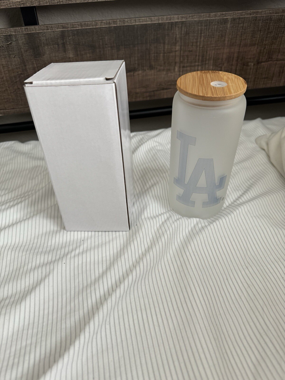 Los Angeles Dodgers LA 20oz Glass Tumbler Ghosted Logo