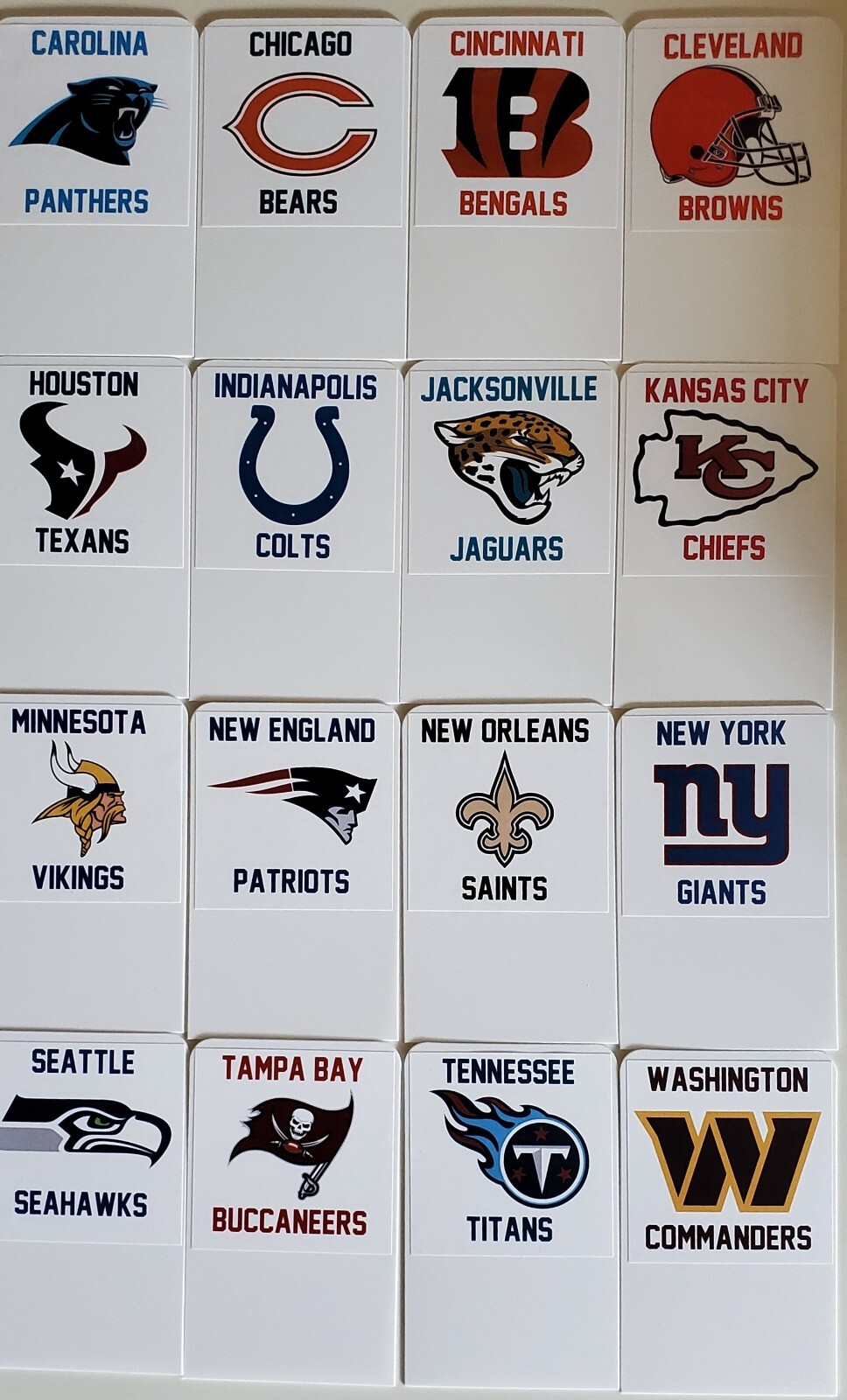 32 TALL Sports Card Dividers with FREE Custom NFL Team Logo Labels