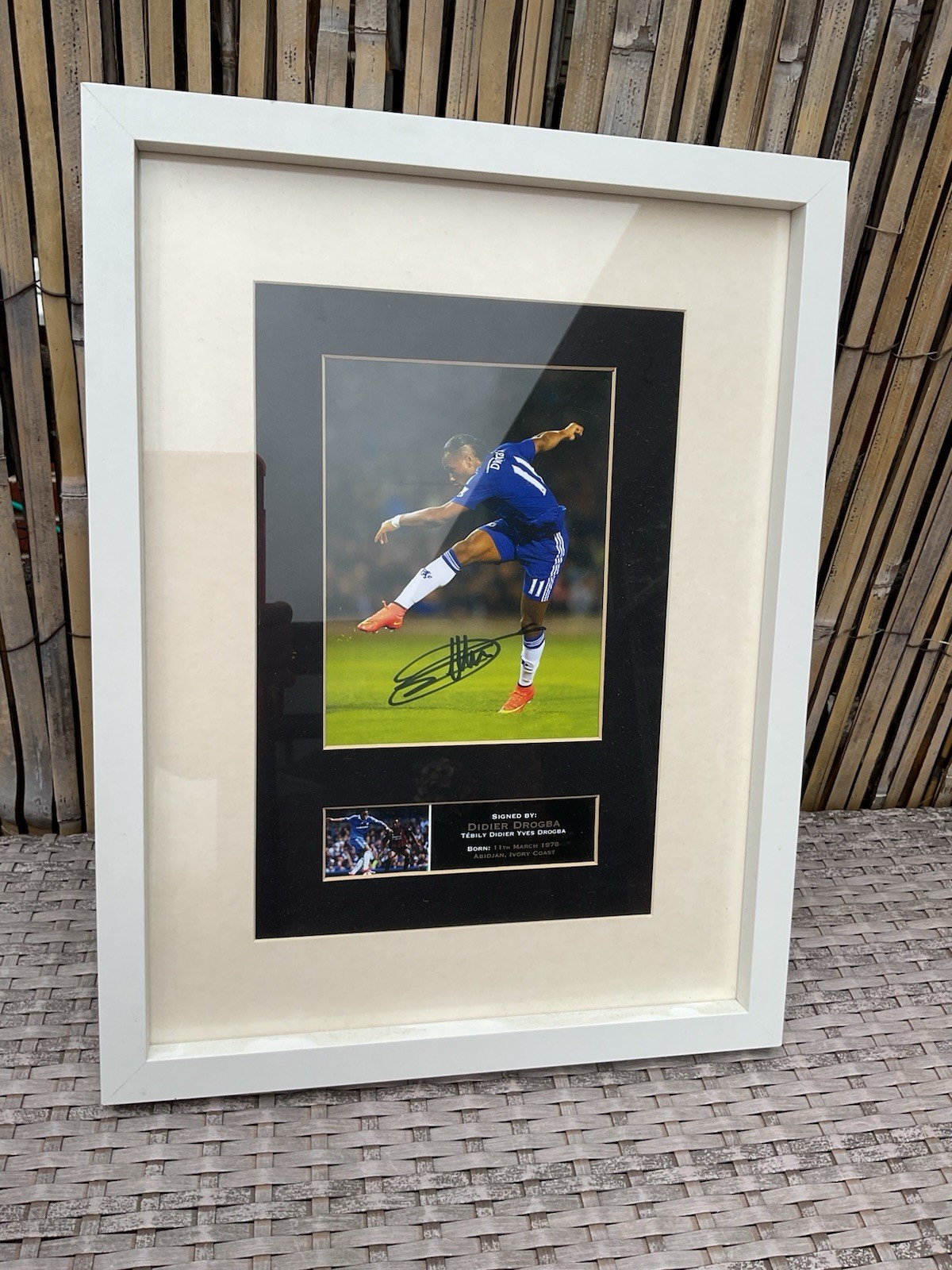 Didier Drogba Signed Photo Mounted And Framed 17 x 13 Inches