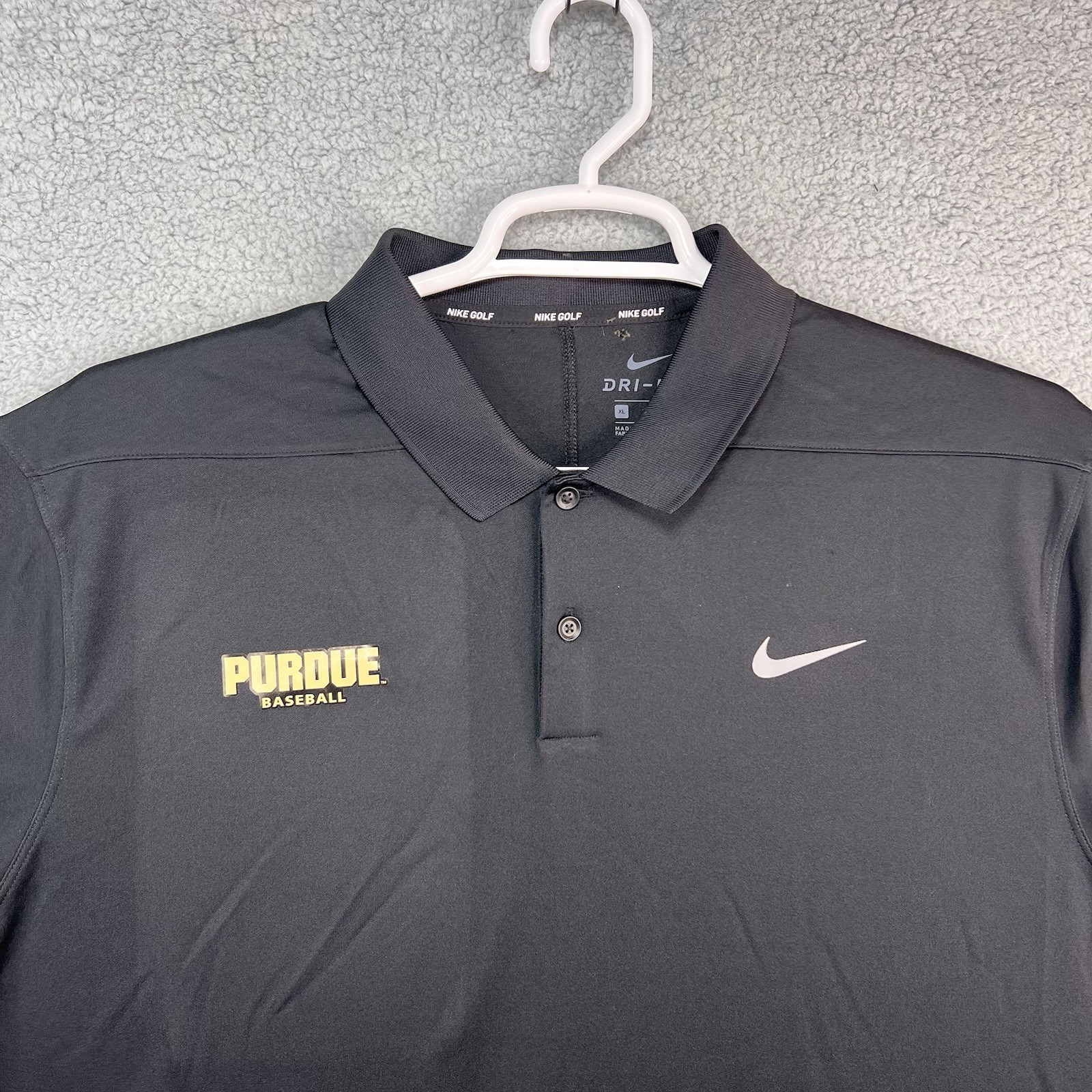 Nike Purdue Boilermakers Dri-Fit Polo Shirt Black mens XL Baseball