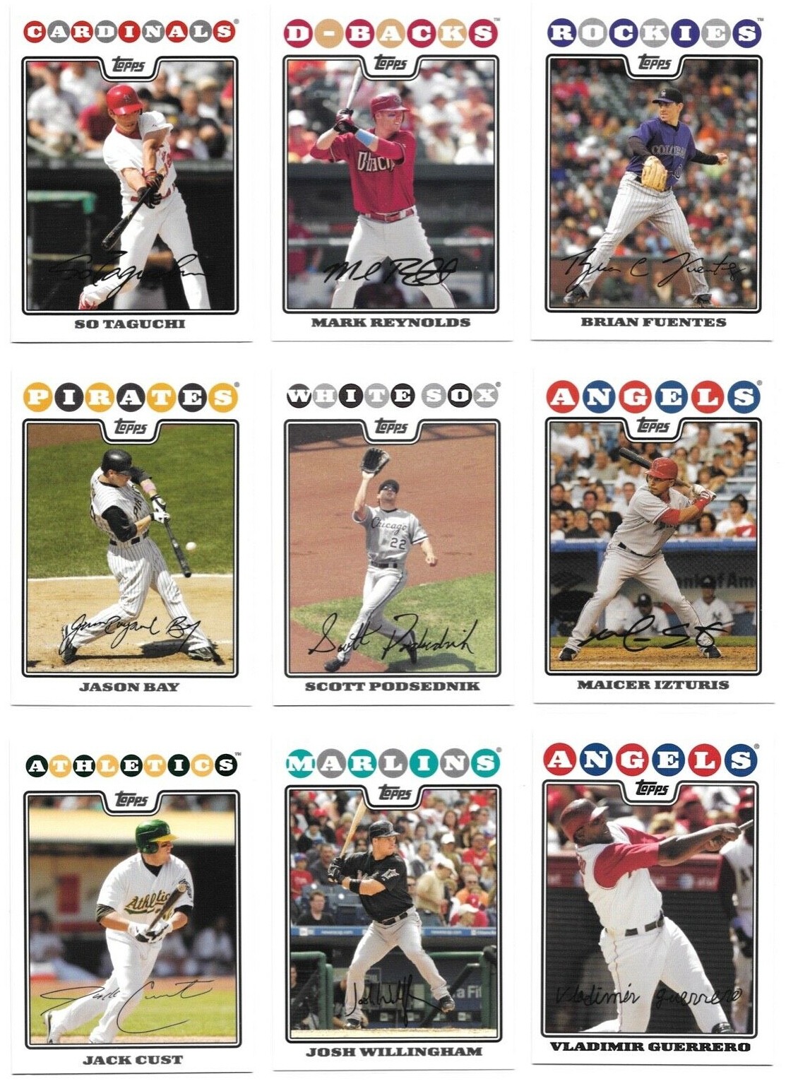2008 Topps Baseball Trading Cards / Choose from list #s 1 – 250 / mb7