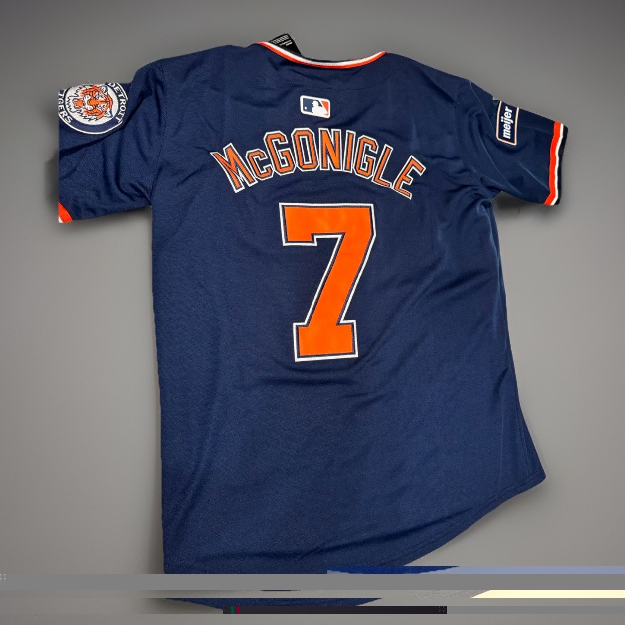 Kevin McGonigle Detroit Tigers Alternate Navy Blue Jersey (w/o Meijer arm patch)