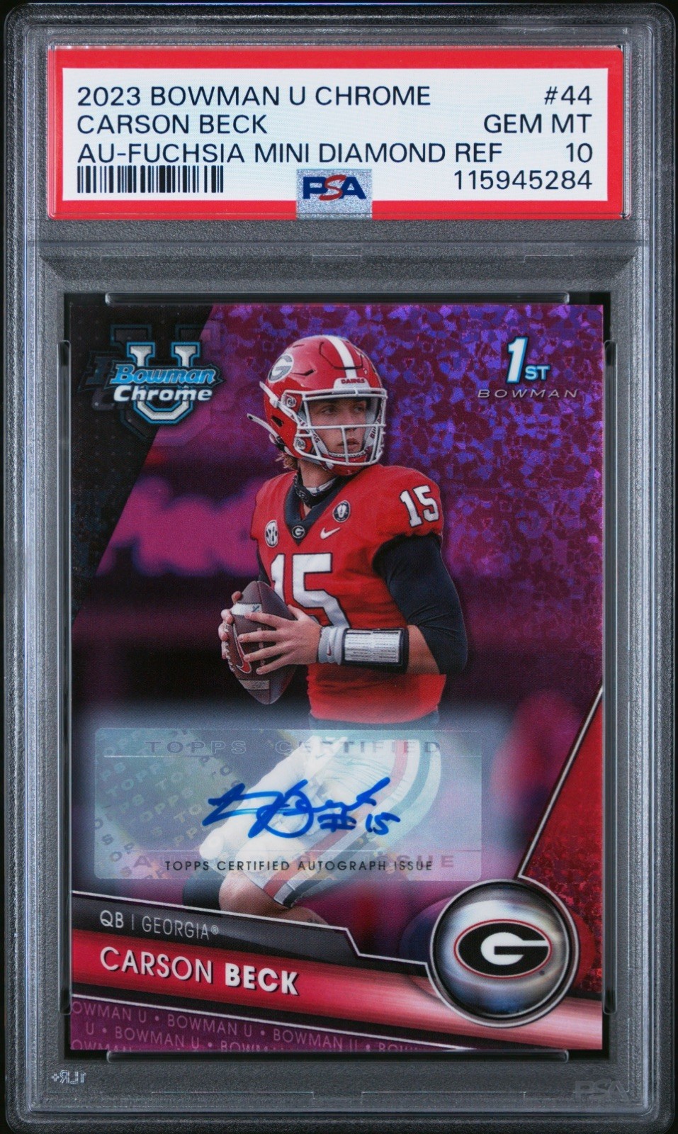2023 Bowman U Chrome Auto Fuchsia MINI Diamond Carson Beck /150 PSA 10 POP 14!!