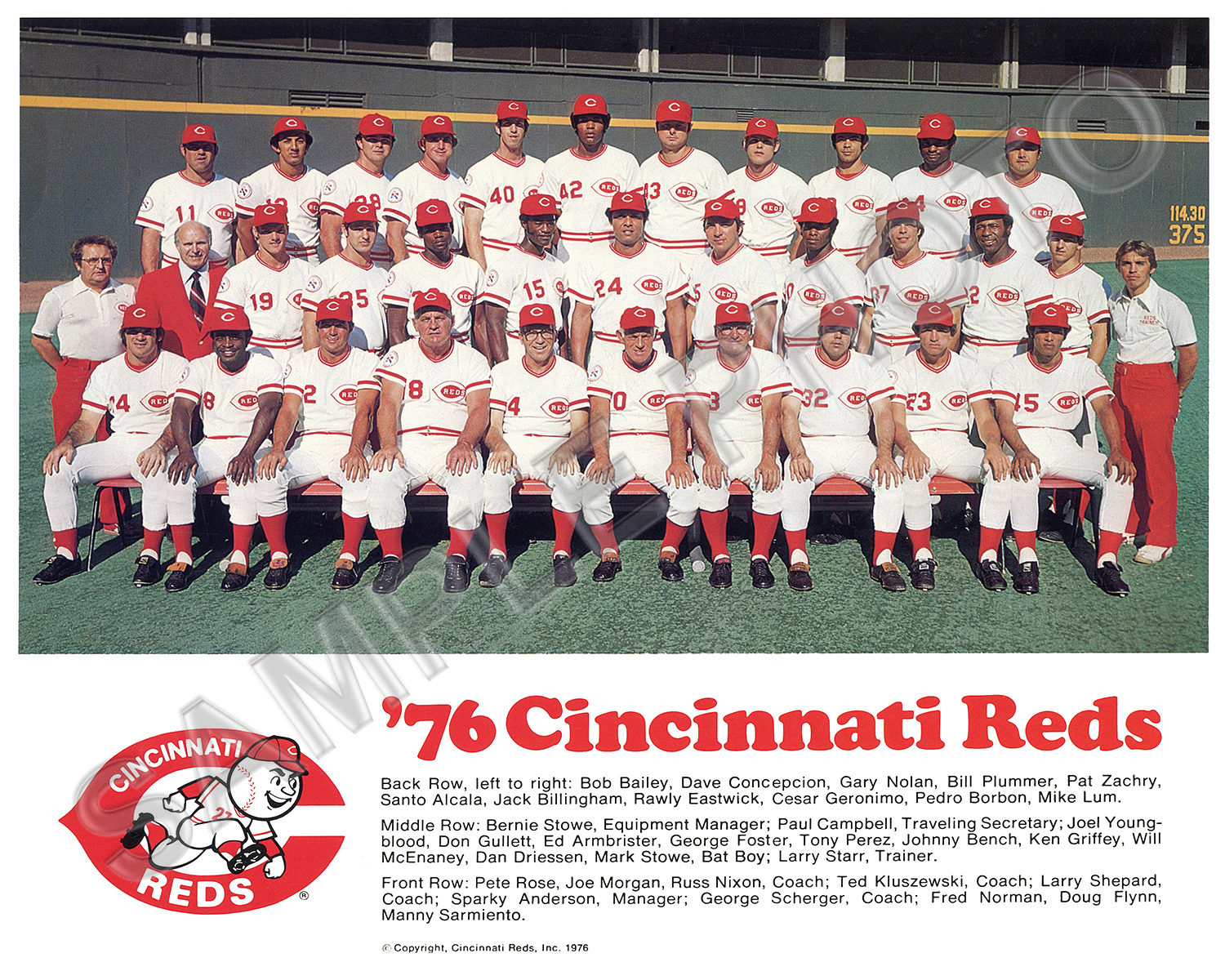 1976 CINCINNATI REDS BIG RED MACHINE WORLD SERIES CHAMPIONS 8X10 TEAM PHOTO