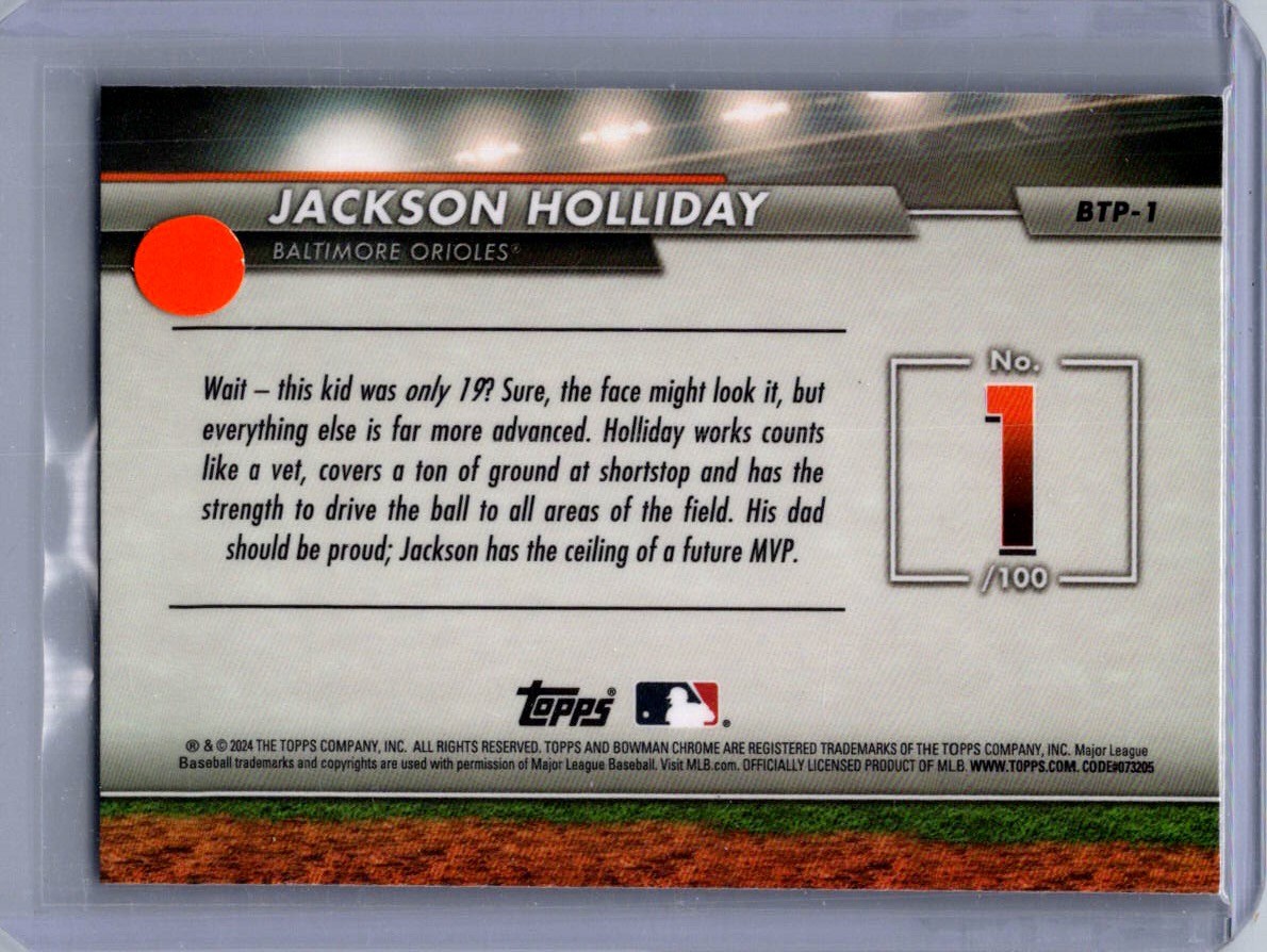 2024 Bowman #BTP-1 Jackson Holliday Bowman Scouts’ Top 100
