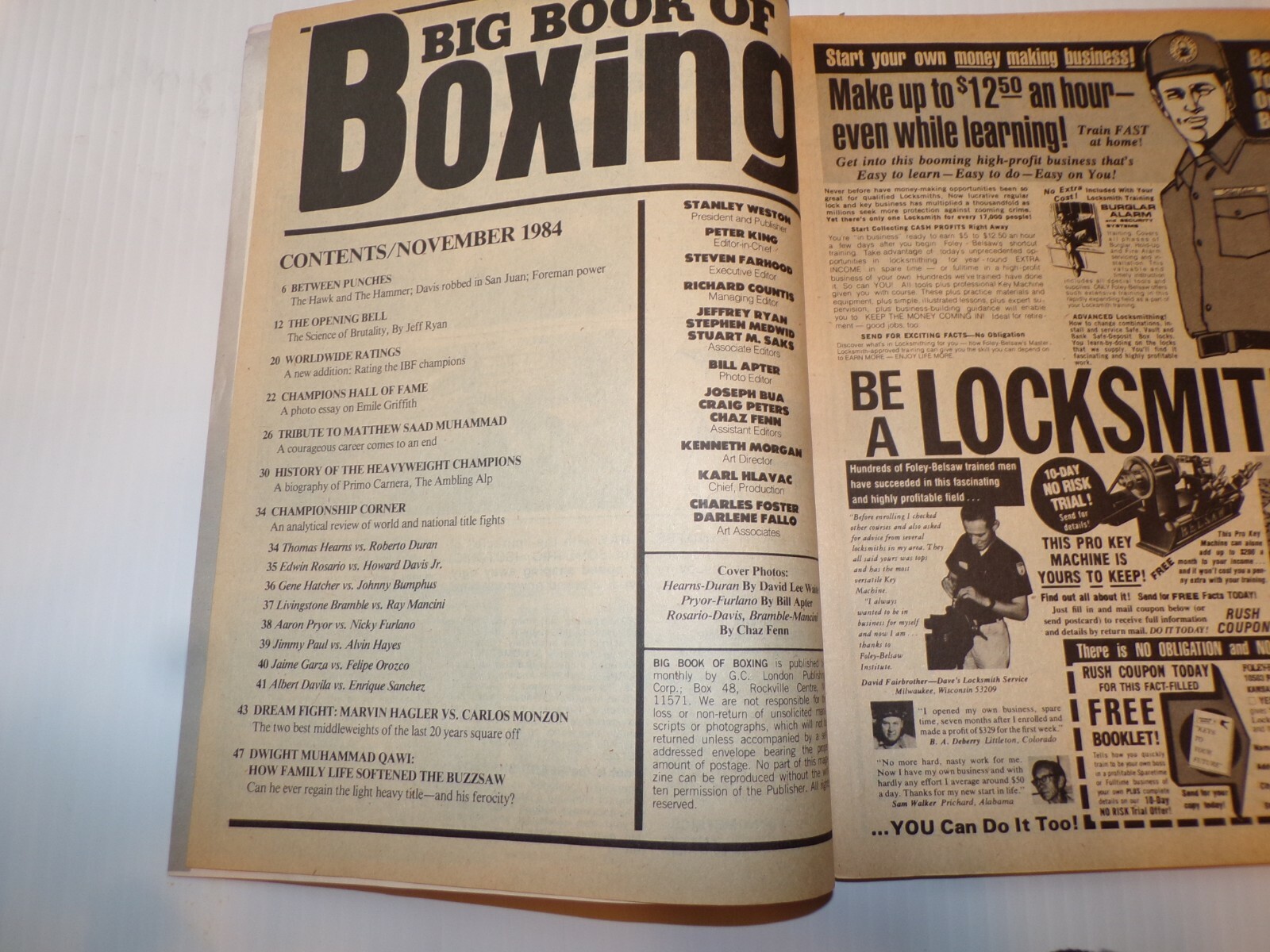 1984 BIG BOOK OF BOXING Magazine 60 Days of Title Action Nov. Edition