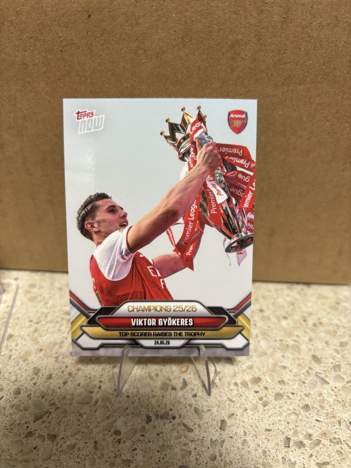 2026 Topps Now Viktor Gyokeres #007 “Top Scorer Raises The Trophy” Arsenal
