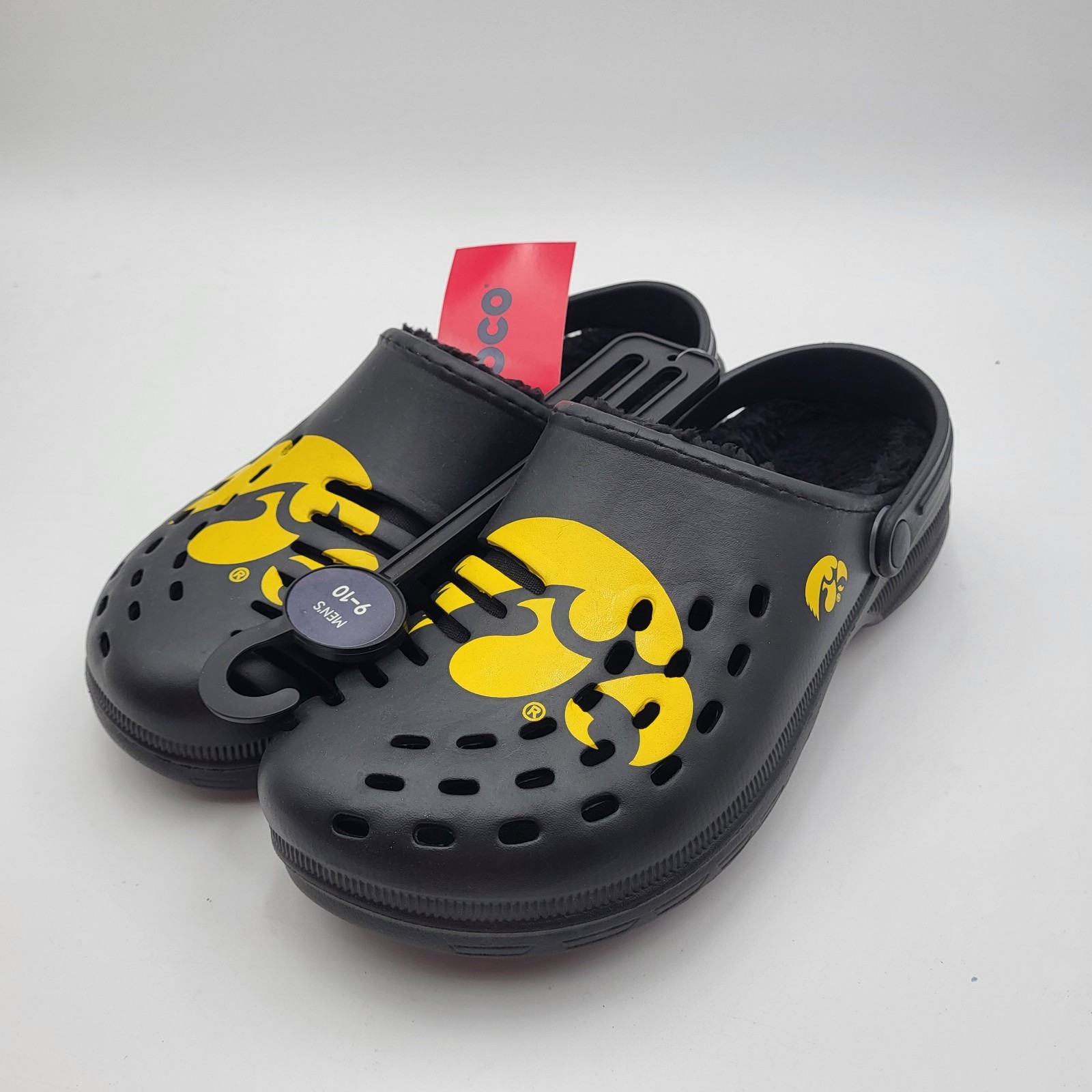 Iowa Hawkeyes Sherpa Lined Clogs with Strap FOCO Mens Medium 9-10 Womens 11-12