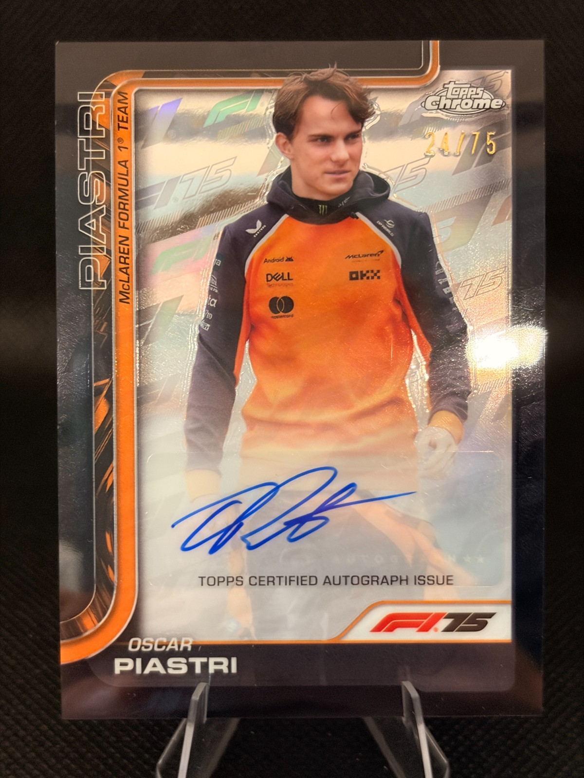 2025 Topps Chrome Formula 1 – Oscar Piastri #CAC-PIA F1 75th Anniv Refractor /75