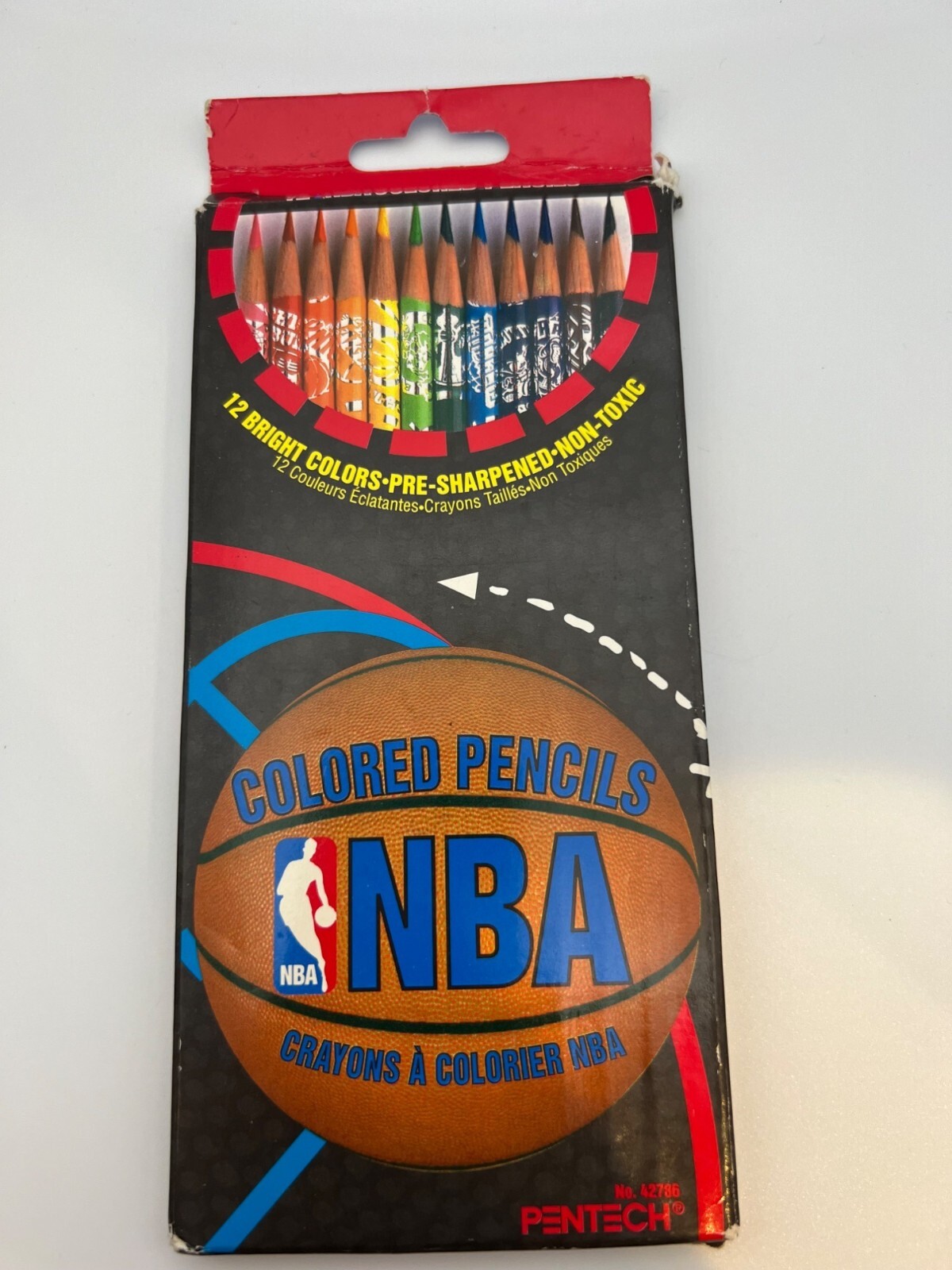VTG Pentech NBA Colored Pencils 12 CT Open Box 1996 Basketball Arts & Crafts