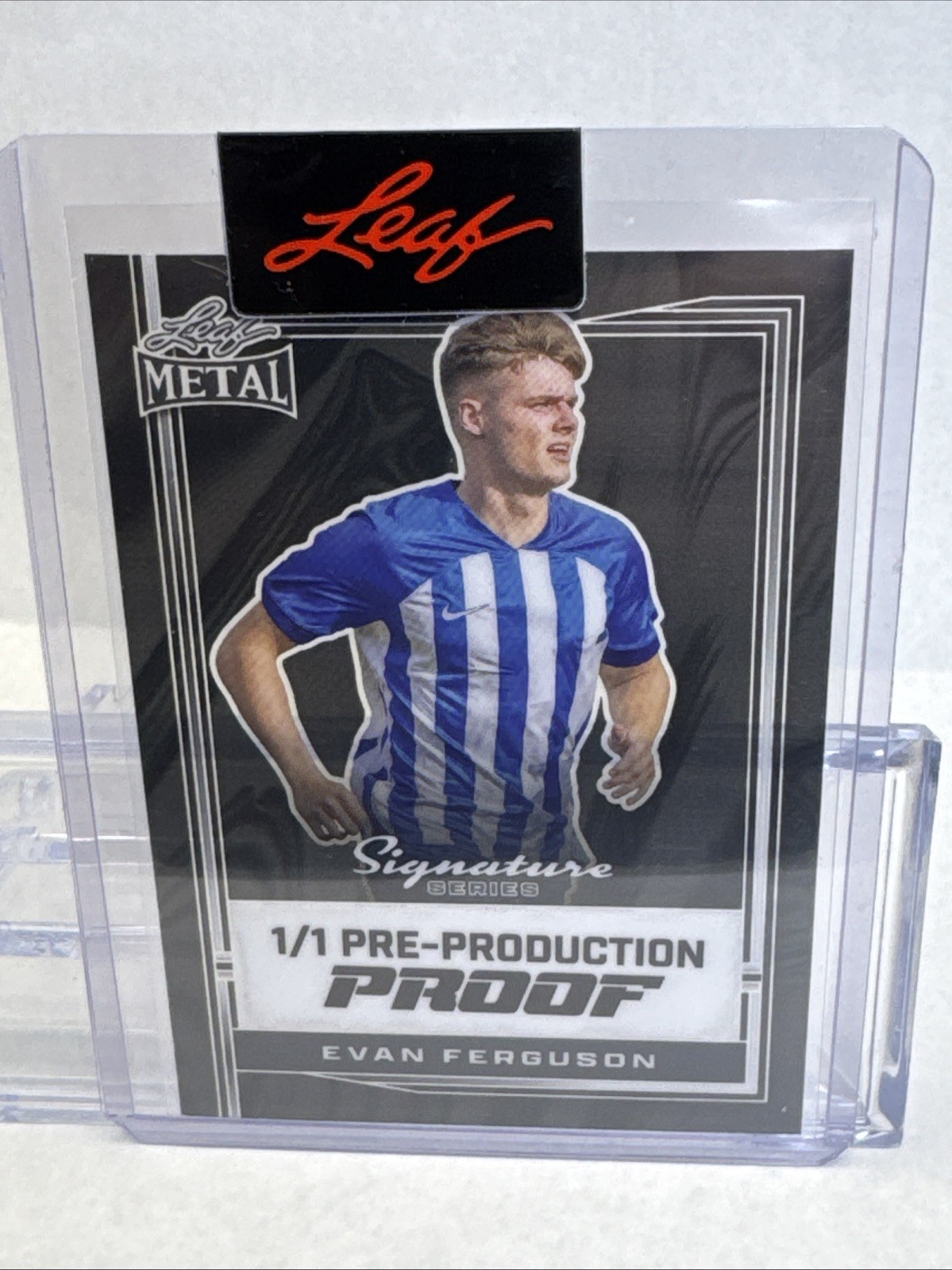 Evan Ferguson 2024 Leaf Soccer Clear Black Pre Production Proof 1/1