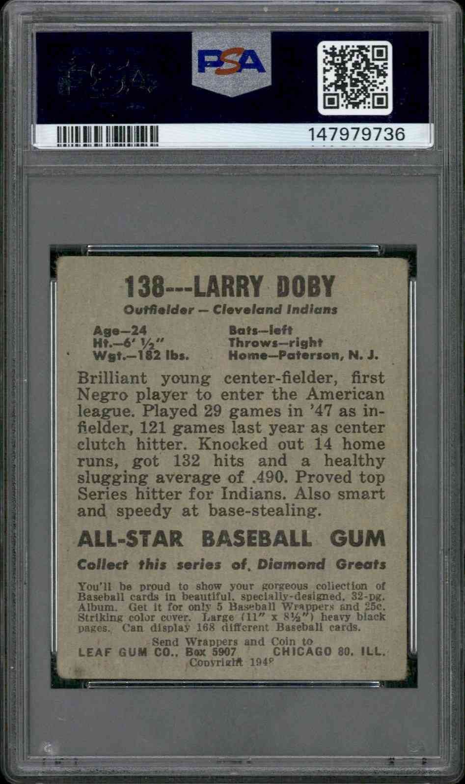 1948 Leaf #138 Larry Doby – PSA 2.5