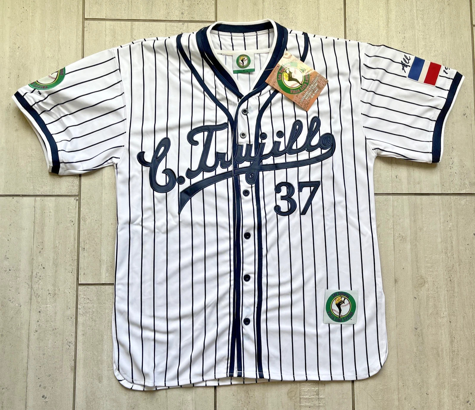 LATIN LEAGUE CIUDAD TRUJILLO THROWBACK (1879-1940) BASEBALL JERSEY #37 Sz Large
