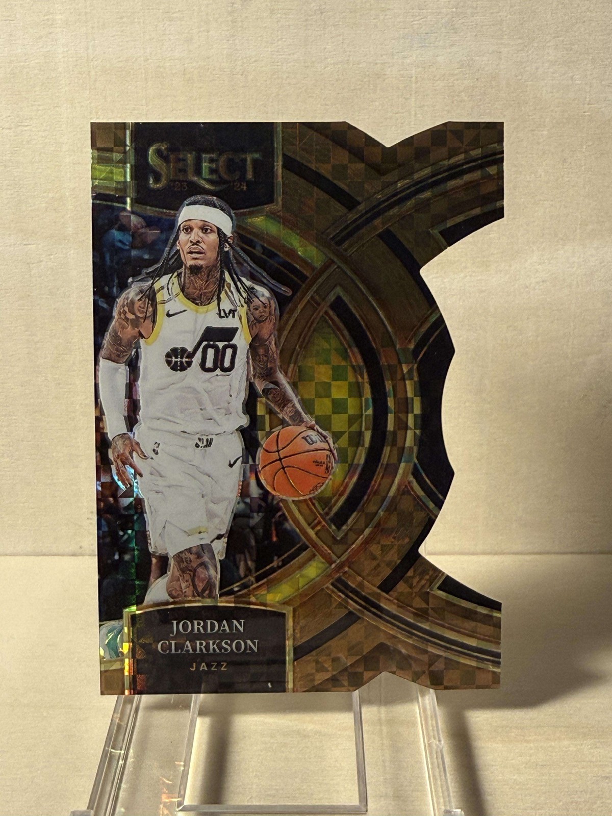 2023-24 Panini Select Jordan Clarkson Premier Bronze Checkered Die Cut 30/49