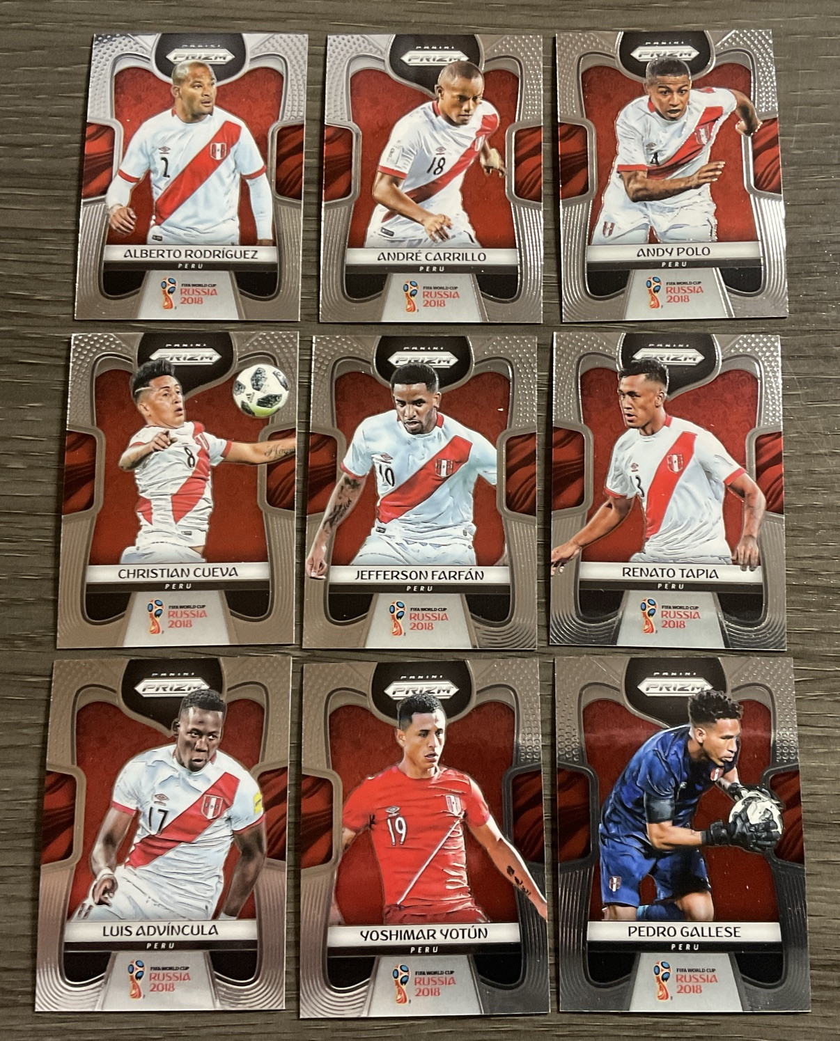 2018 Panini Prizm World Cup Soccer Peru ?? Team Set (9) Cards