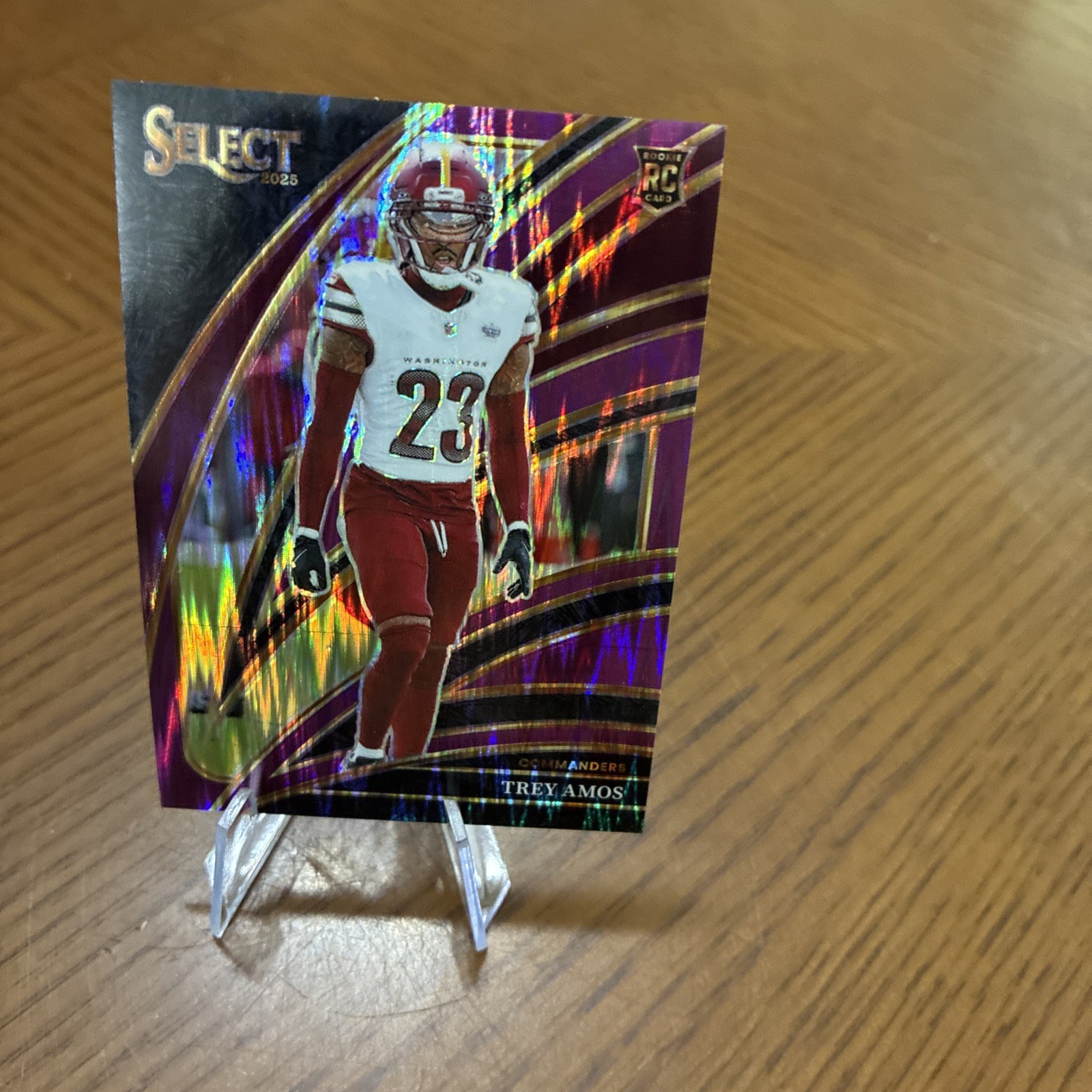 2025 Panini Select – Club Level Trey Amos #287 Purple Shock Prizm 547/699 (RC)