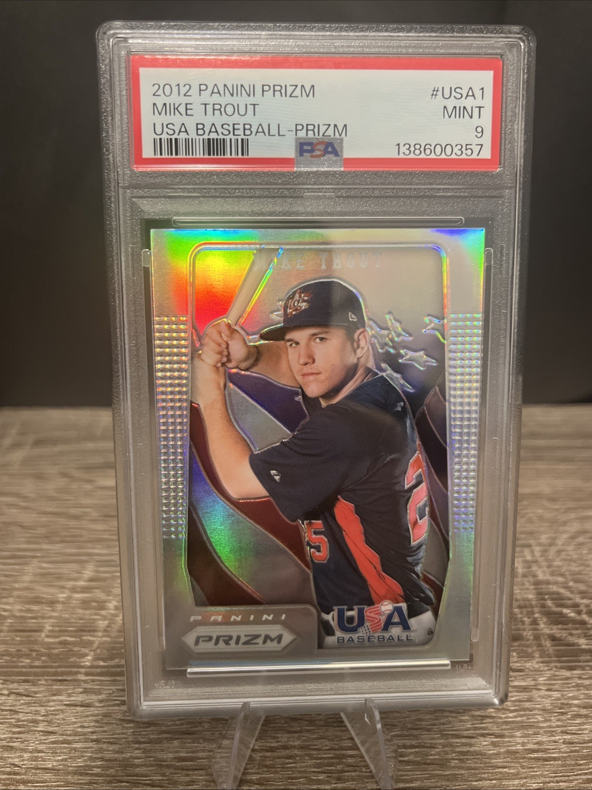 2012 Panini Prizm USA Baseball MIKE TROUT Silver Prizm SSP PSA 9 #USA1