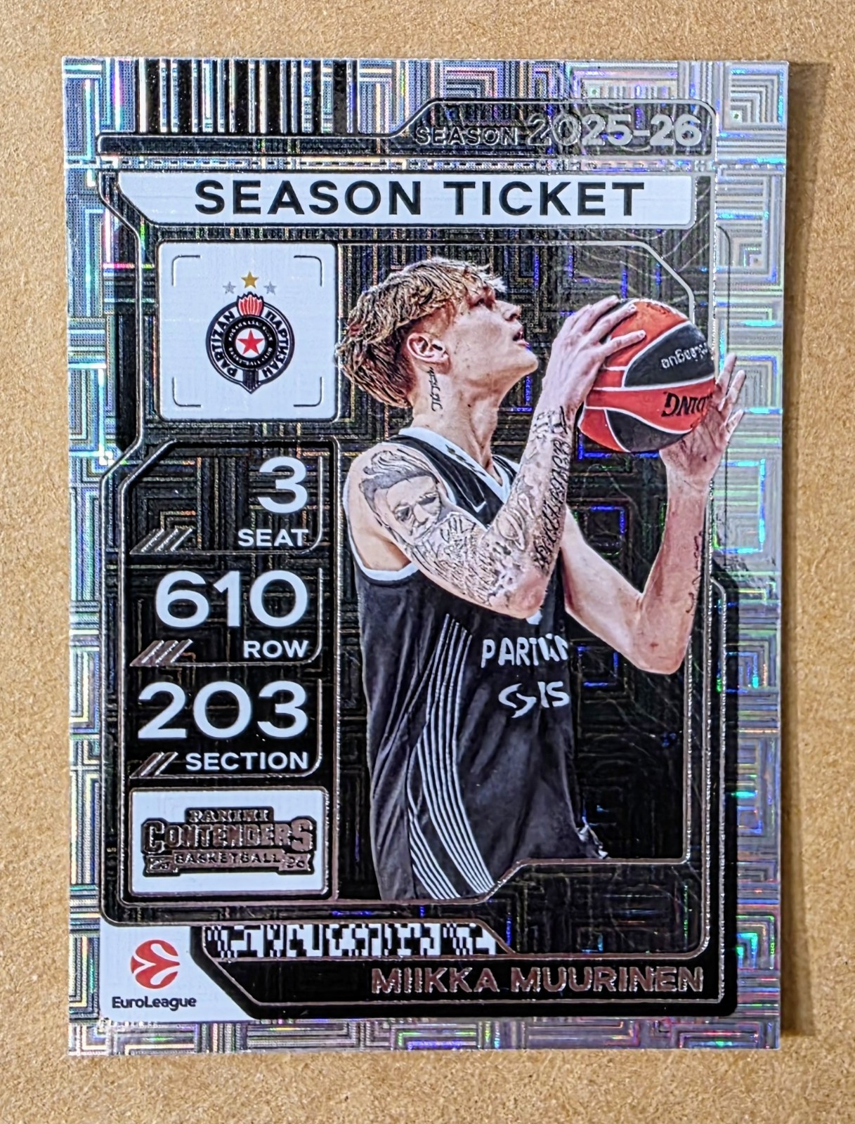 2025-26 Contenders EuroLeague Miikka Muurinen #18 Season Ticket Mojo Arkansas