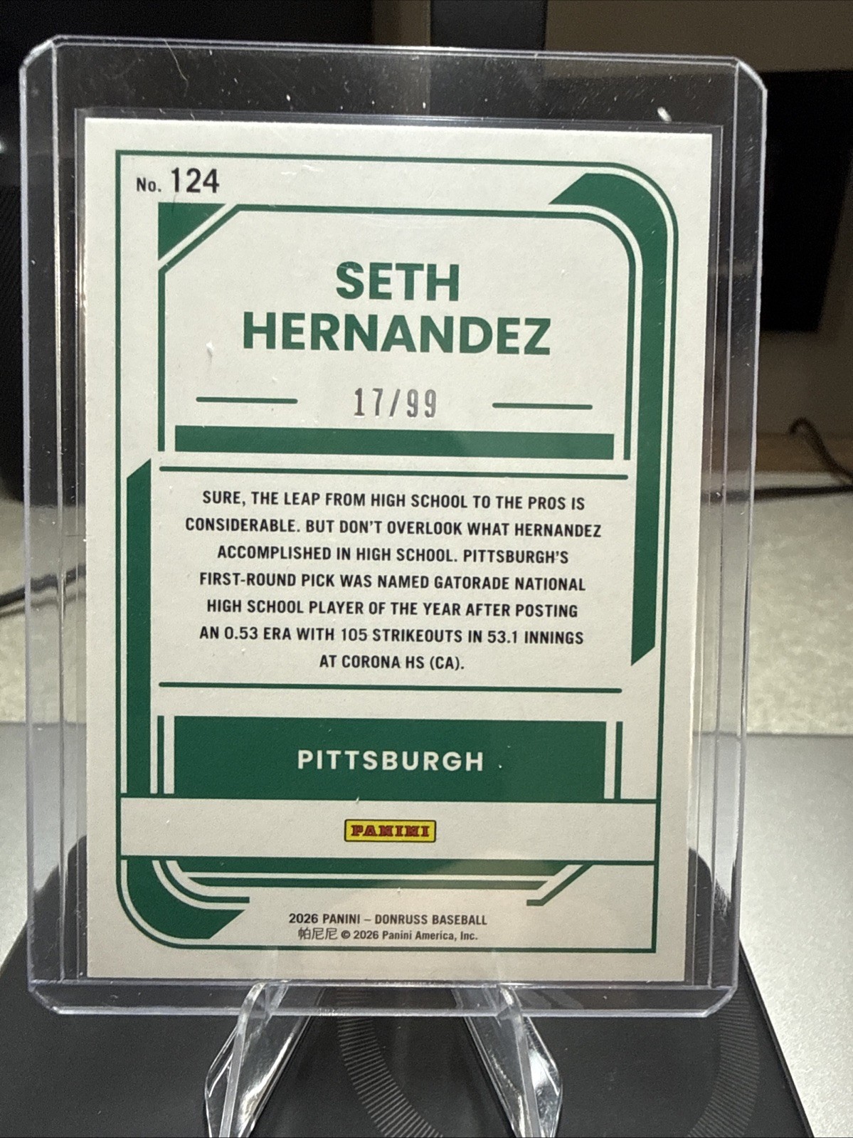 2026 Donruss Seth Hernandez Pink Cracked Ice #124 Pirates /99