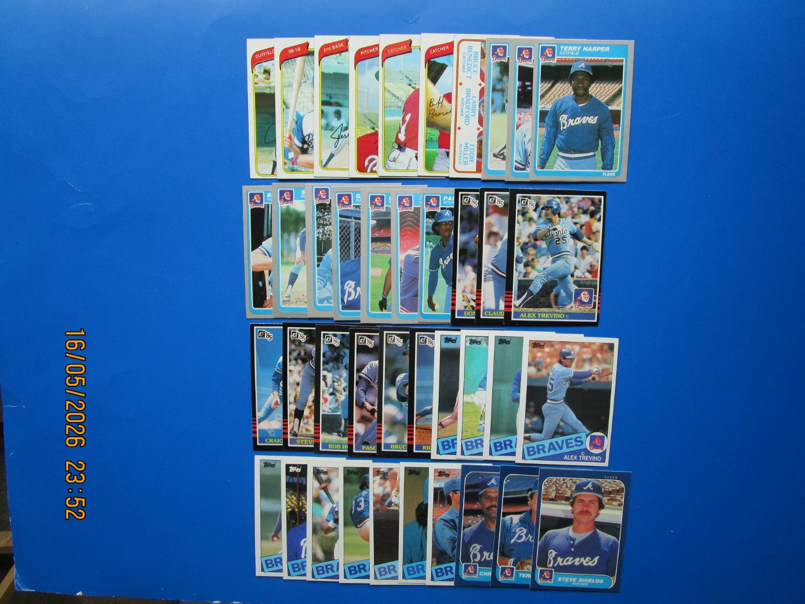 LOT OF 40 DIFFERENT 1980, 85 & 86 ATLANTA BRAVES HIGH GRADE CARDS-NEAR MINT