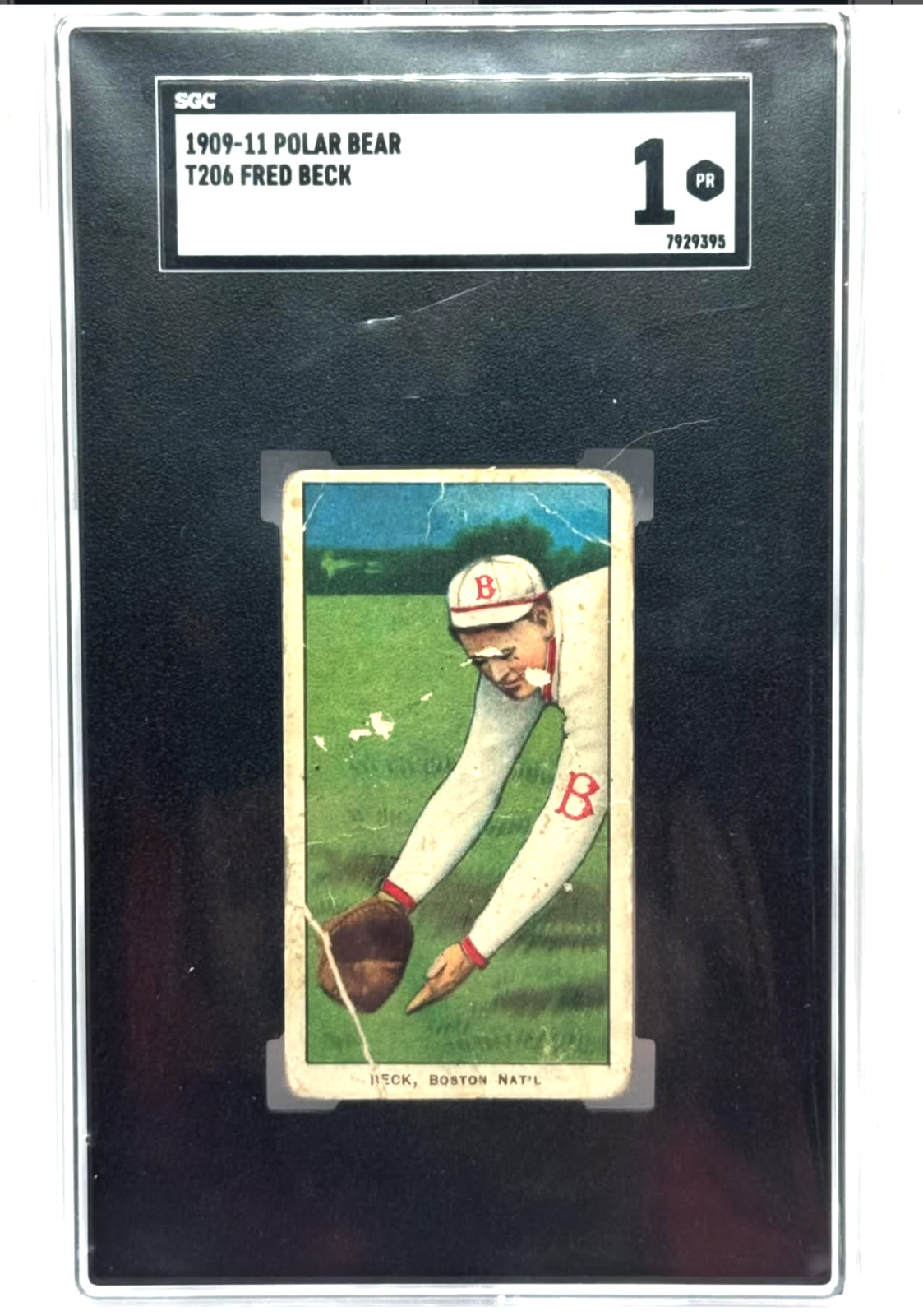 1909-11 T206 Fred Beck Polar Bear Back SGC 1, Boston