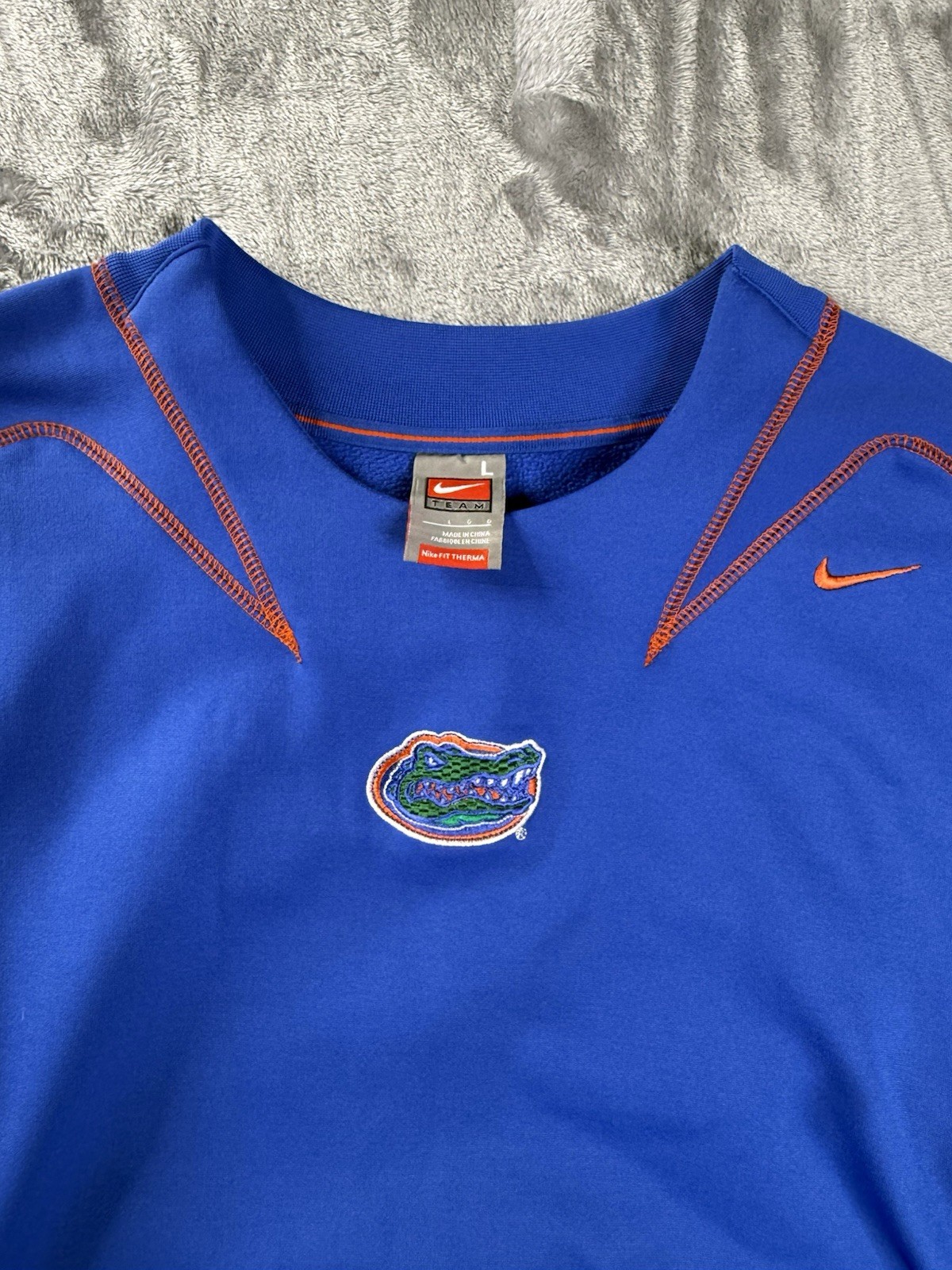 Nike On-Field Dri-Fit Florida Gators Stitched Long Sleeve Sz L Blue & Orange