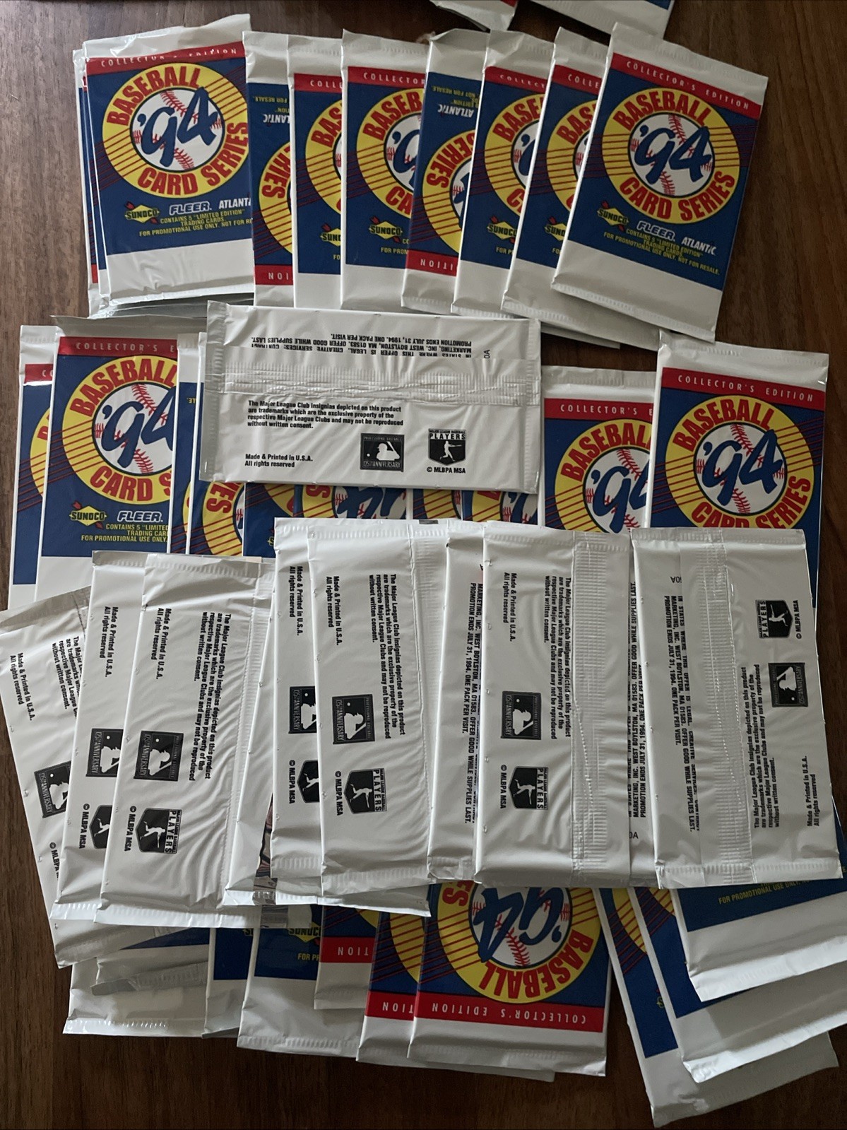 1994 Fleer Atlantic Sunoco Baseball Card Series Unopened Promo Packs Lot 50