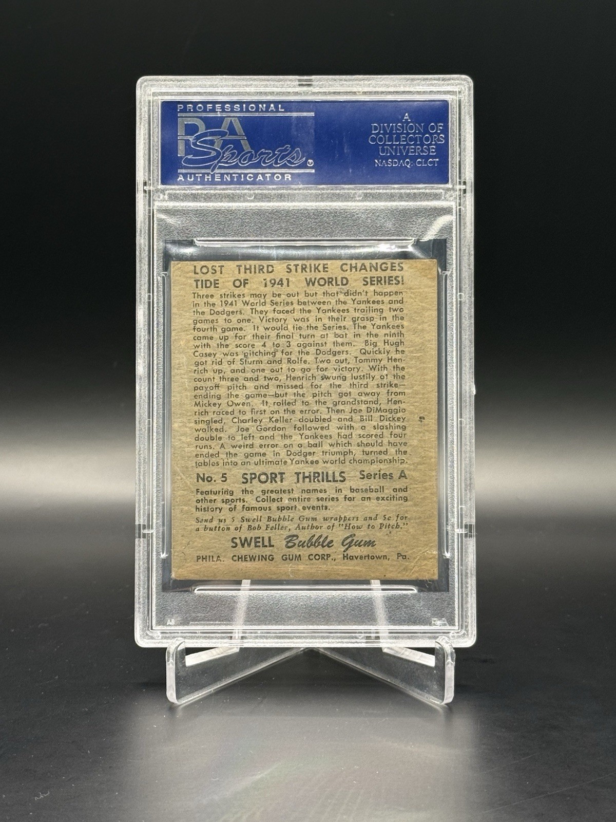 1948 Swell Sport Thrills Three Strikes Not Out! #5 PSA 4 VG EX Henrich Owen