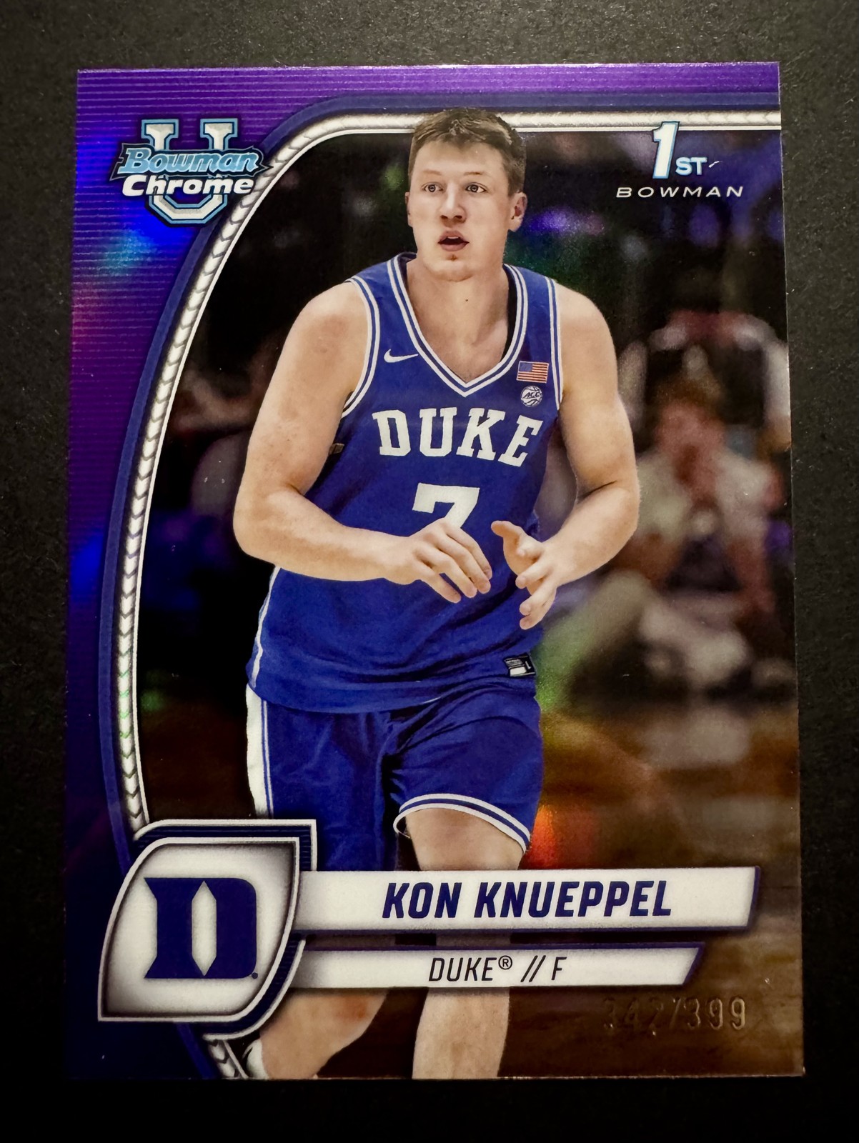 Kon Knueppel 2024-25 Bowman University Chrome -#48 Purple Refractor /399 (RC)