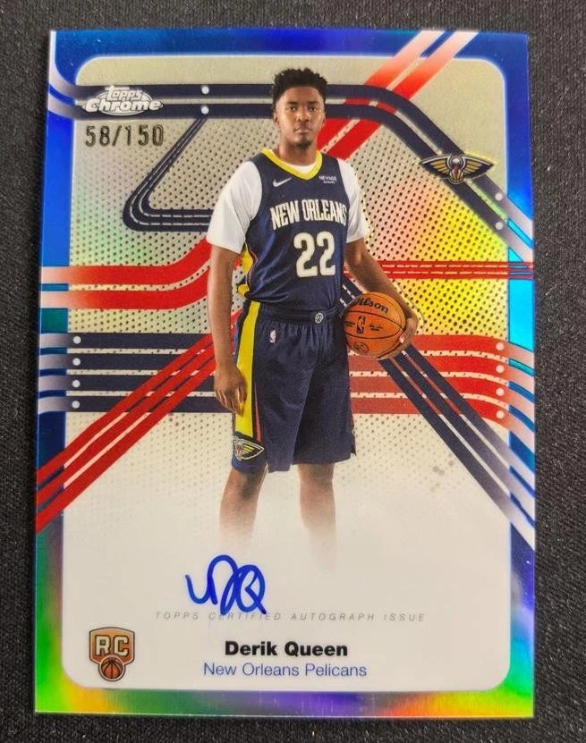 2025-26 Topps Chrome Derik Queen RC Rookie Next Stop Auto Blue Refractor 58/150