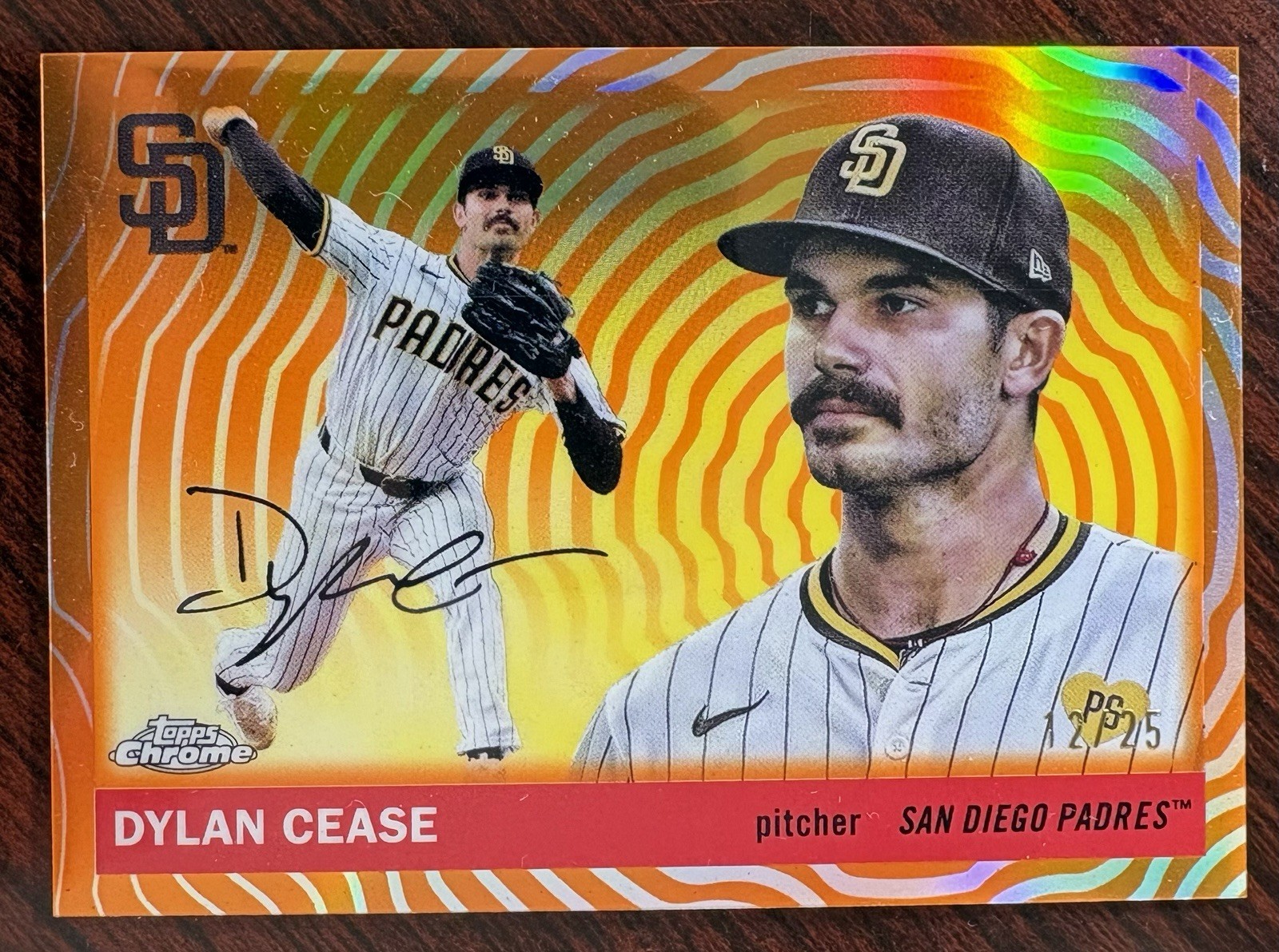 2025 Topps Chrome Platinum Dylan Cease Orange Vibrations Refractor #/25 SP