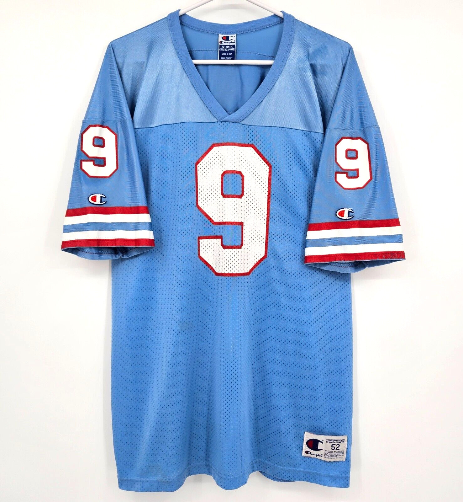 Vintage 90s Champion Houston Oilers Steve McNair #9 Rookie Season NFL Jersey 52