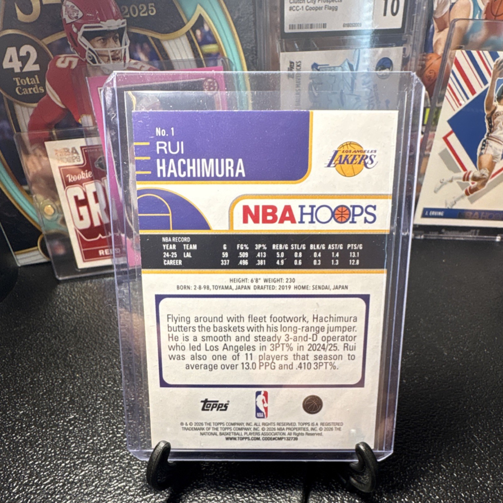 Topps 2025-26 NBA Hoops Rui Hachimura #1 Los Angeles Lakers /249 Parallel