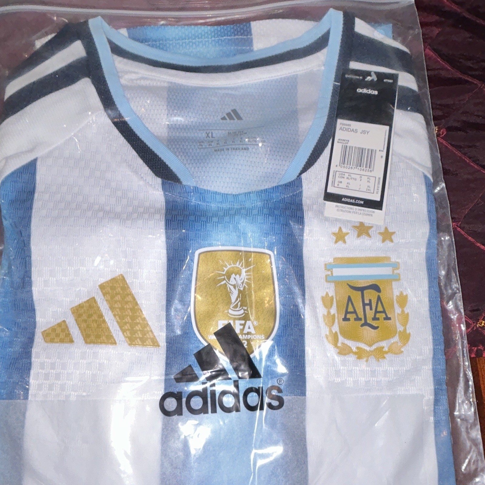 adidas Argentina National Team Soccer Jersey Shirt XL White Blue