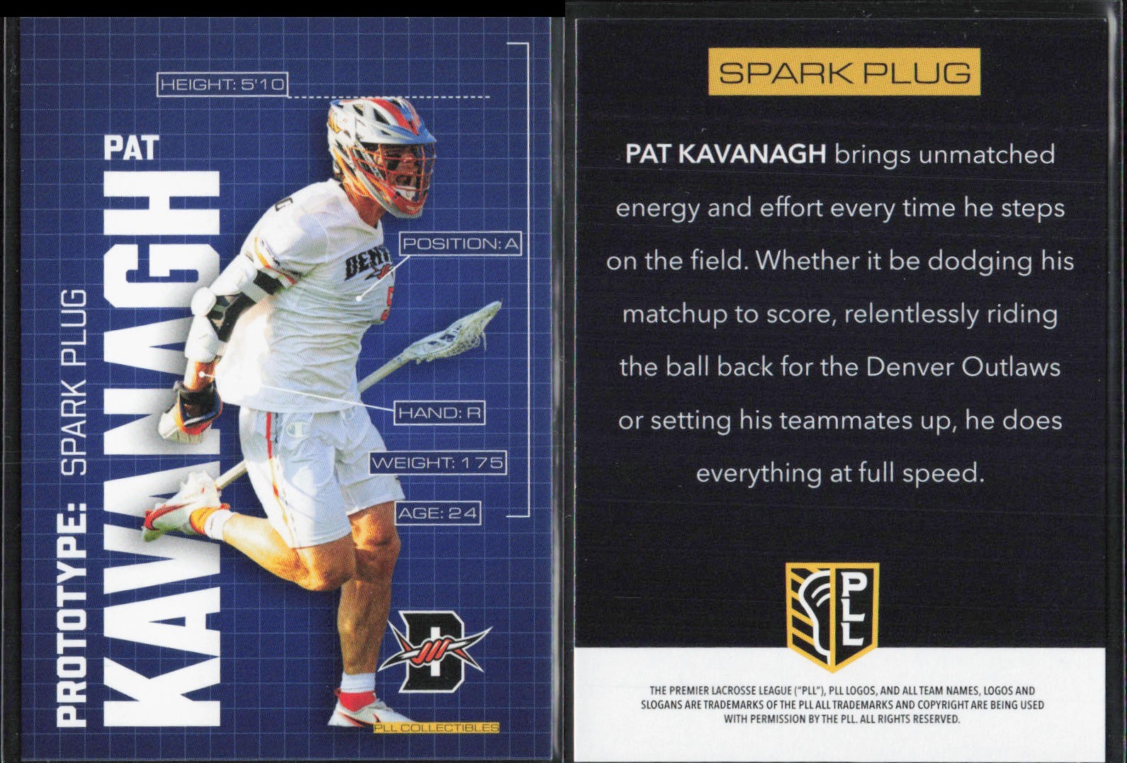 2025 PLL Premier Lacrosse Prototype #6 Pat Kavanagh A Outlaws