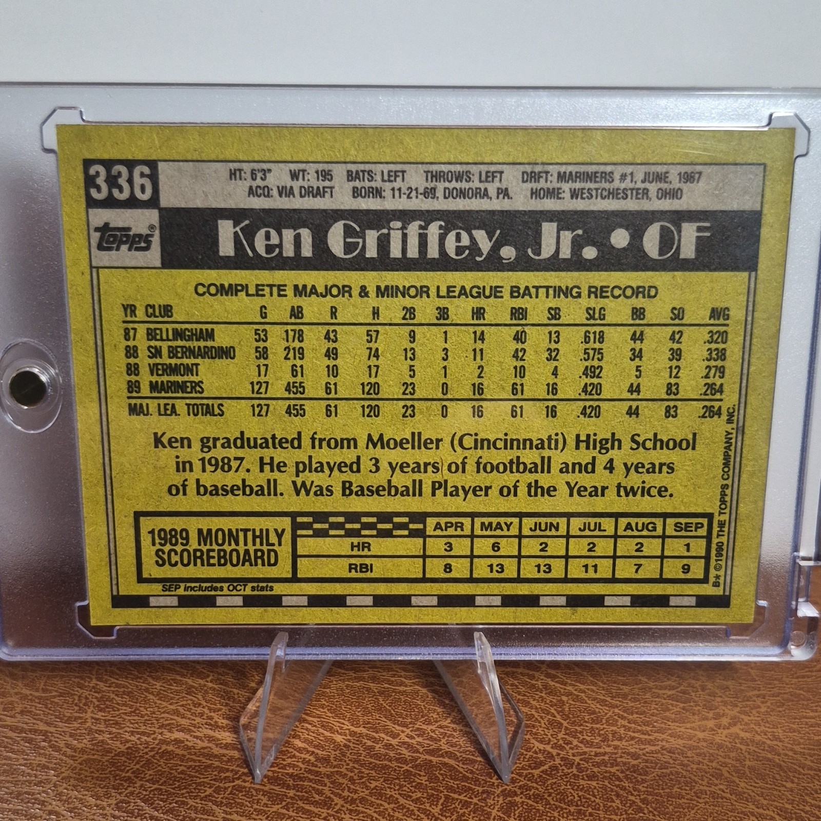 Topps Ken Griffey Jr. 1989 Rookie Card #336 Mariners