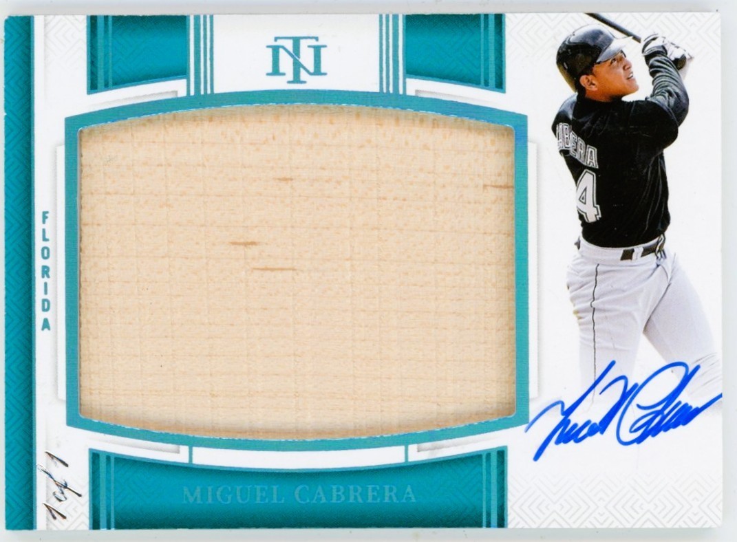 2025 Panini National Treasures Miguel Cabrera Game Used Jumbo Auto Bat 1/1 MLB