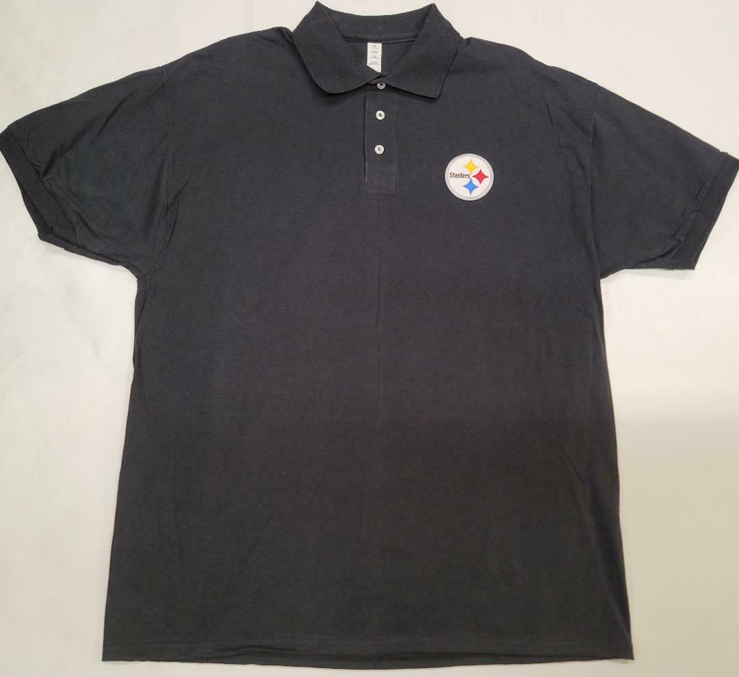 0730 NFL Team Apparel PITTSBURGH STEELERS Football Polo Golf Shirt GOLD BLACK