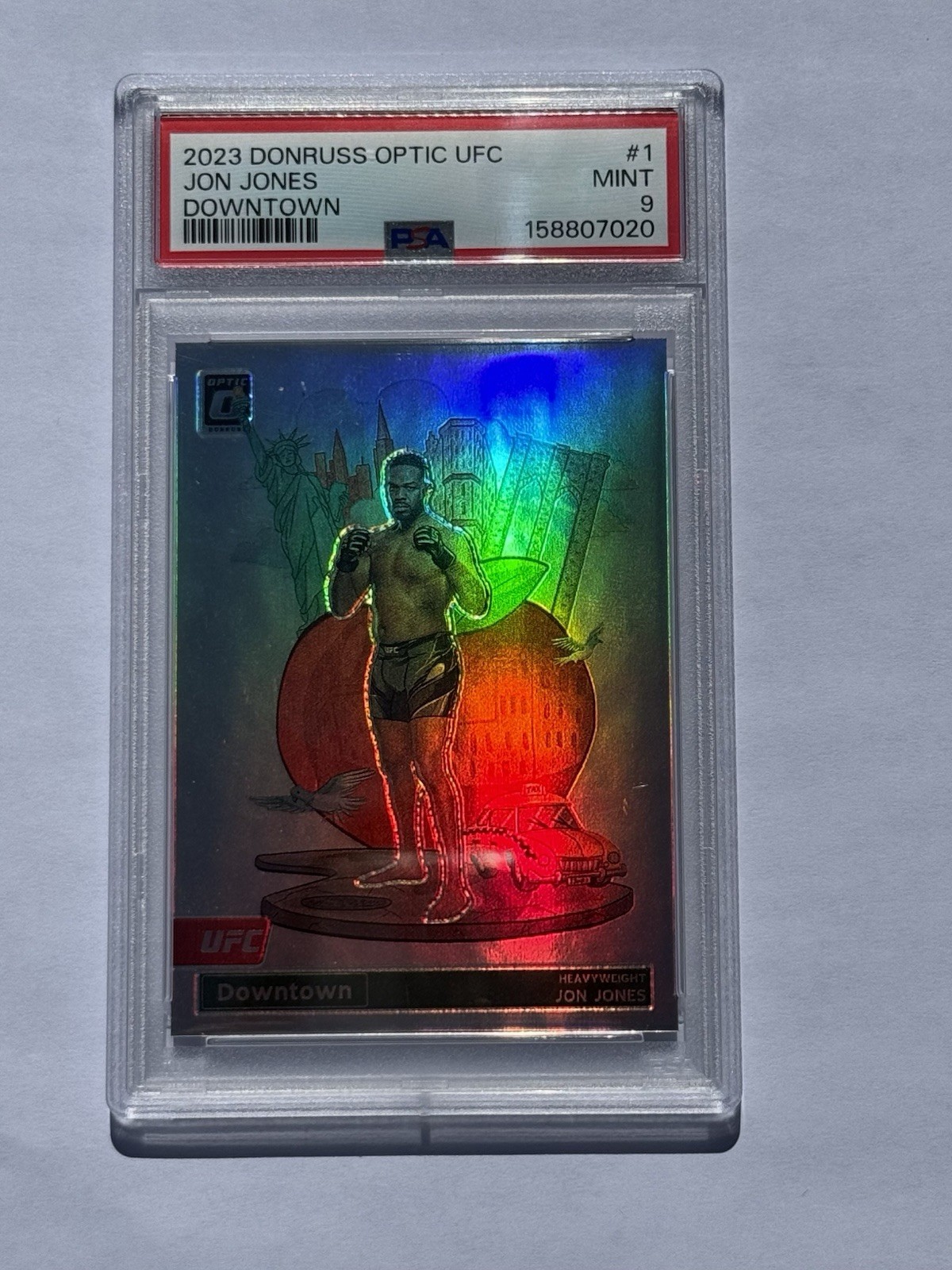 Panini 2023 Donruss Optic UFC Jon Jones Downtown #1 PSA 9 MMA Insert CASE HIT!!!